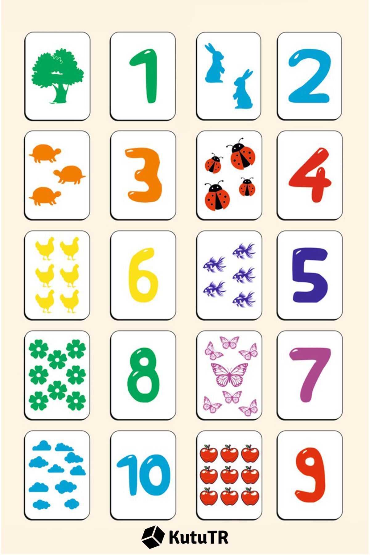 kutuTR 20 Parça Sayılar ile Eşdeğeri Bulma Hafıza ve Zeka Kartları Eşleştirme Oyunu 003 fotoğrafı 5 (önizleme)