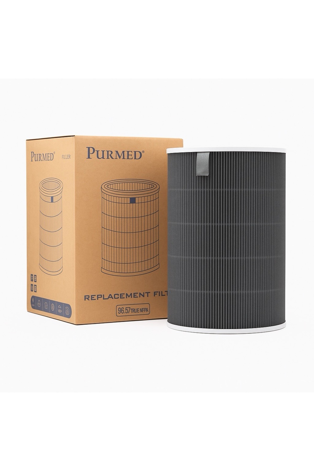 PURMED Xiaomi Smart Air Purifier 4 Lite Uyumlu Hepa Karbon Filtre Gri
