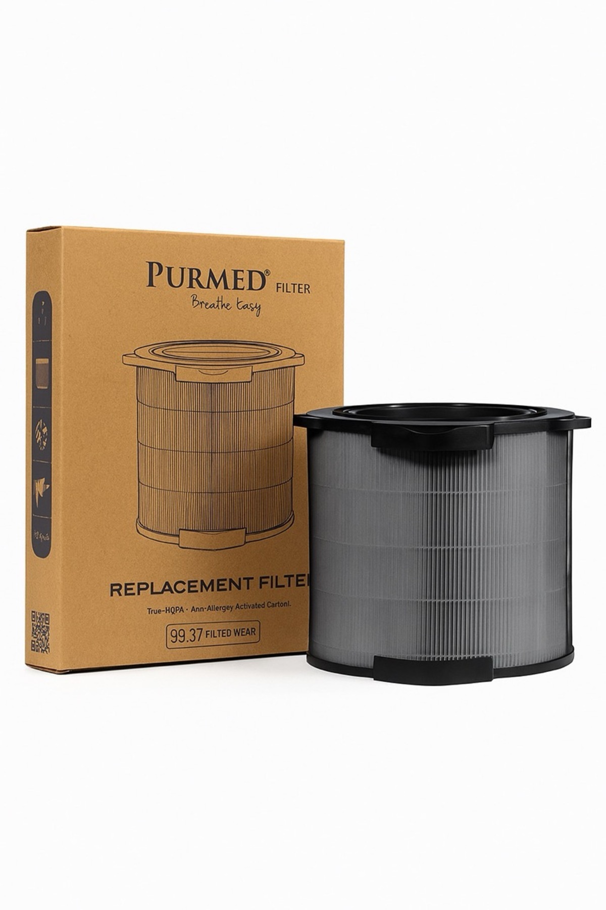 PURMED Pure A9 Pa91-404gy - Pa91-404dg Hava Temizleyici Uyumlu, Rfid Etiketli Hepa Karbon Filtre