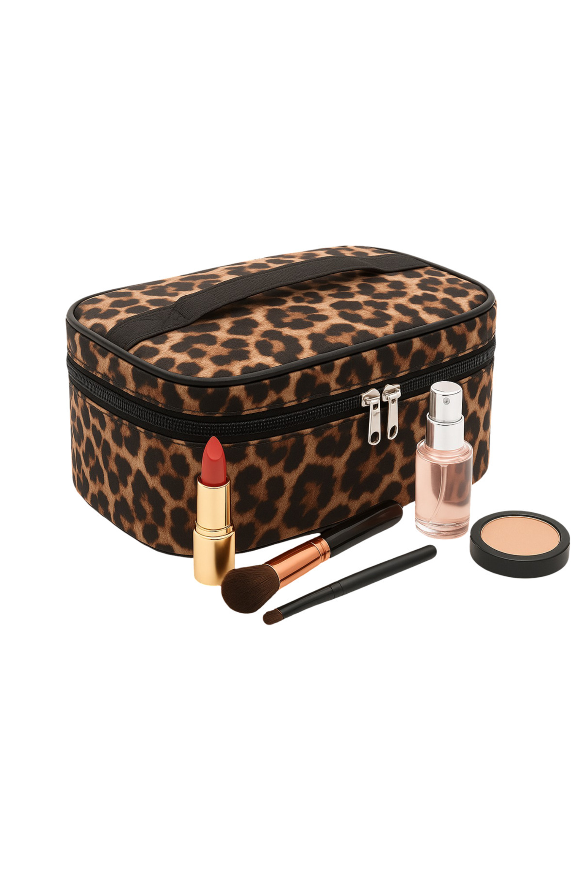 NS reliable Ns Captain Seyahat Makyaj Organizatörü Makyaj Çantası,çok Fonksiyonlu Kozmetik Çanta Leopar