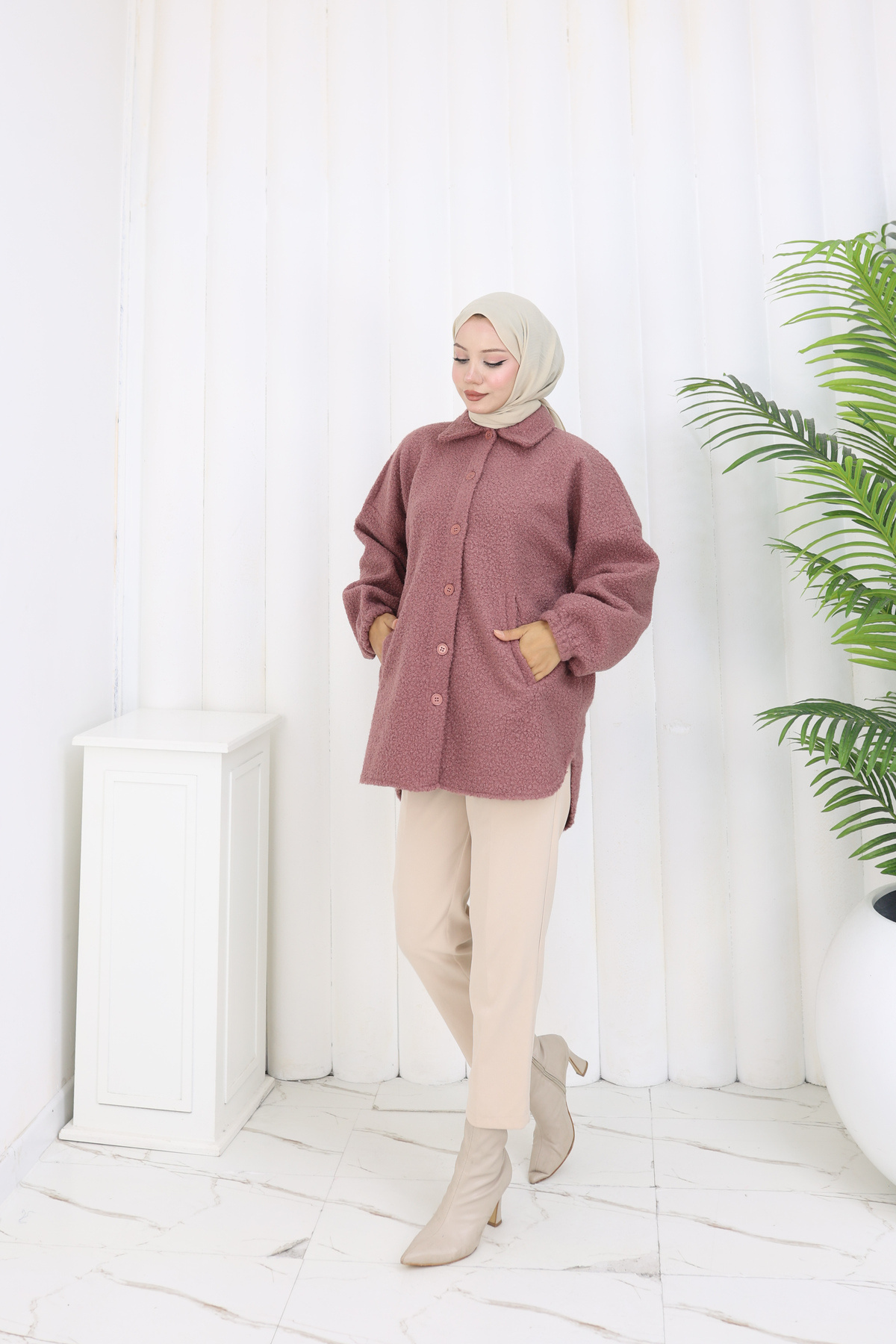 POM POM BOUQUET FABRIC STANDARD SIZE SHIRT JACKET