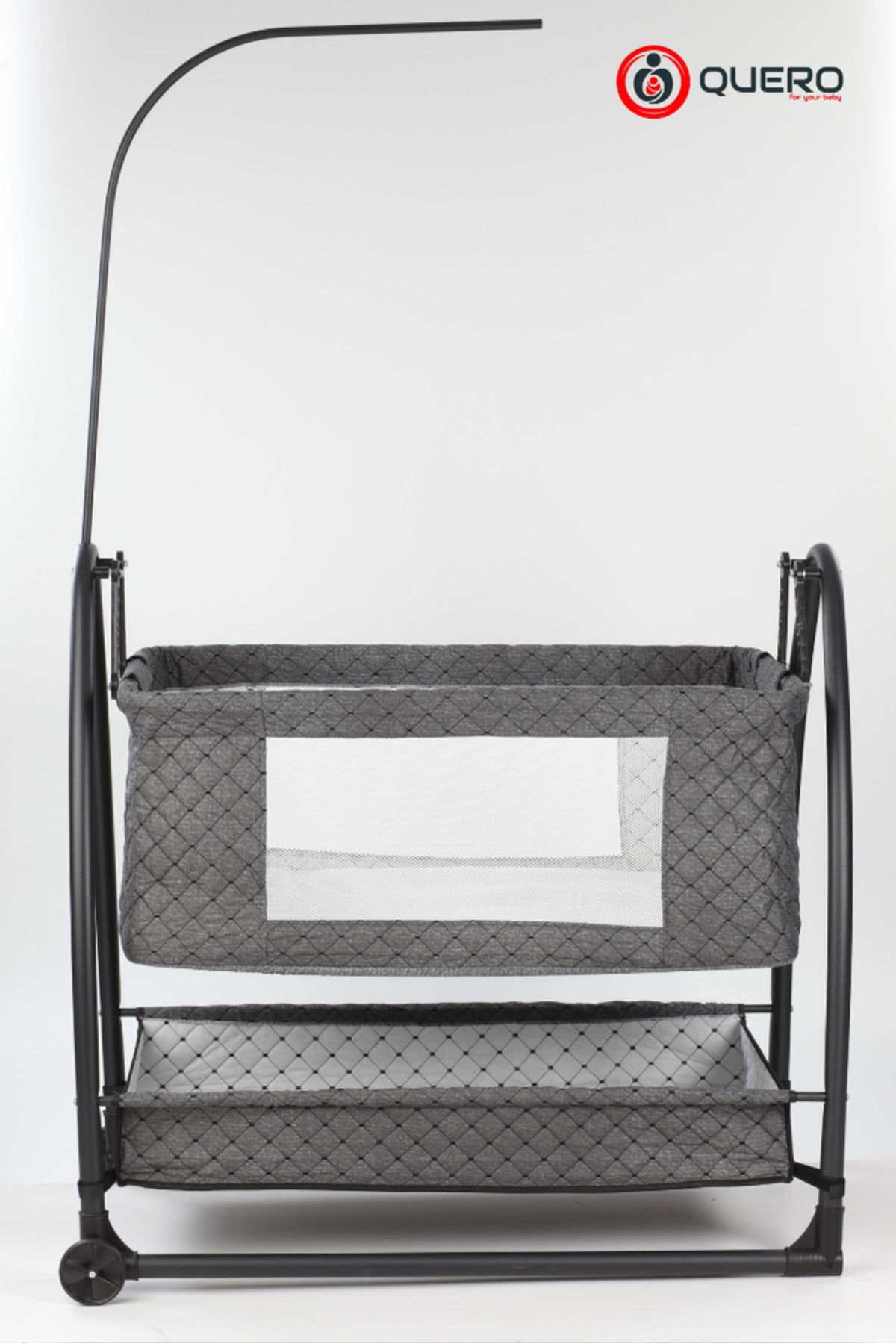 Quero Anne Yanı Cibinlikli, Tenteli, Sallanır, Tekerlekli, Sepetli, Keten Kapitone, Portatif Sepet Beşik fotoğrafı 7 (önizleme)