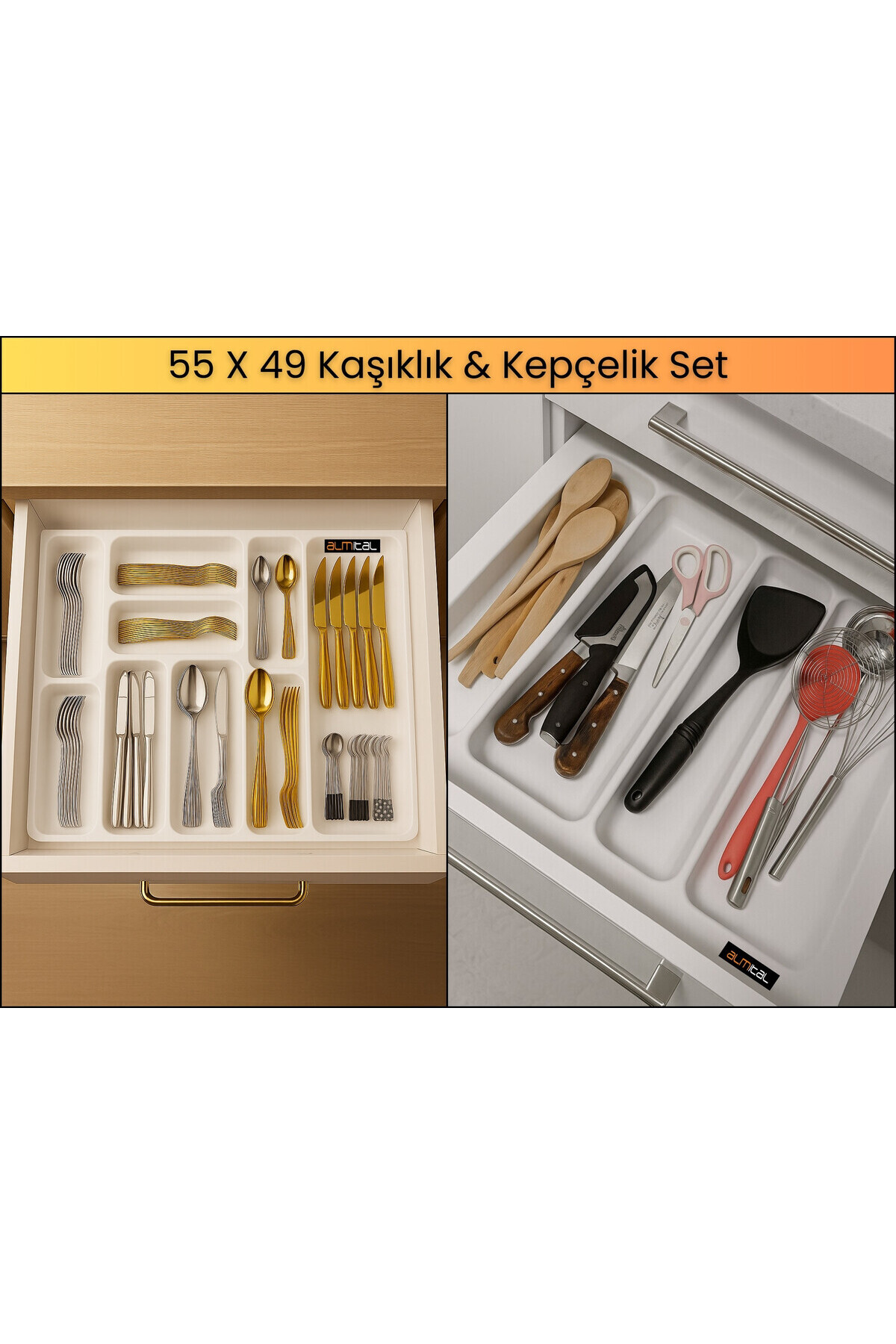 55x49 Cm. White Spoon and Ladle Set of 2 (CAN BE CUT UP to 51X41 CM)