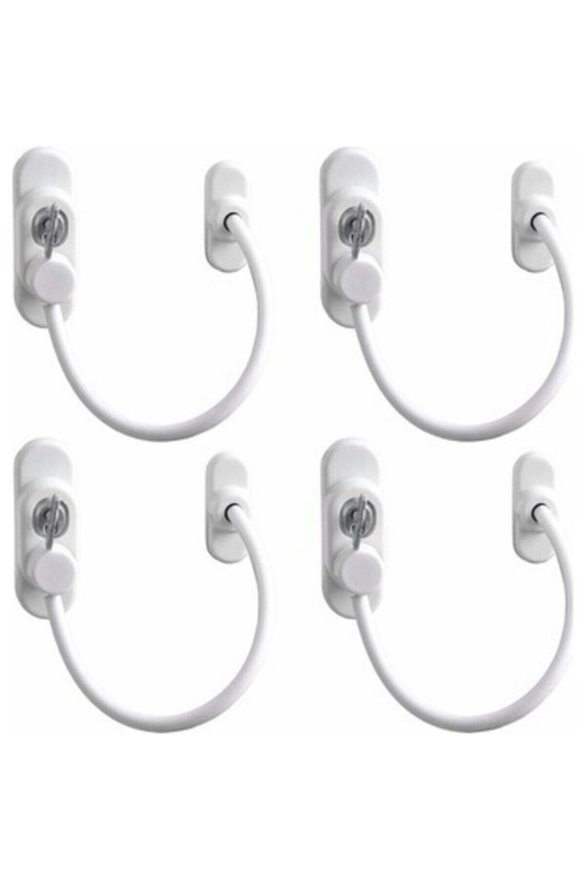 Kidmix 5 Adet Beyaz Çelik Halatlı Pencere Emniyet Hırsız Çocuk Kilidi fotoğrafı 3 (önizleme)