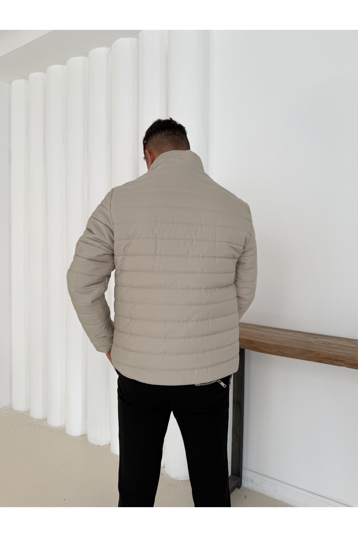 Gameyal Erkek Bej Kapitone Astarlı Çift Cepli Şişme Mont görsel 5