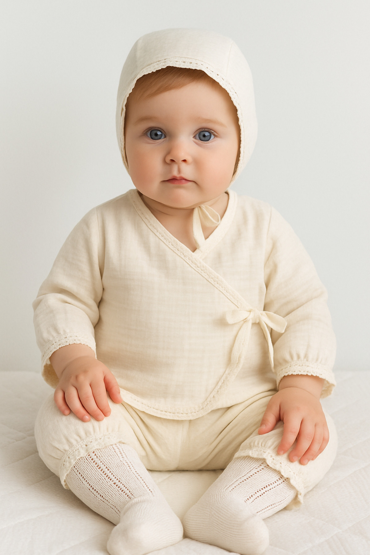 FURYATEX Organik Pamuk Müslin 3’lü Bebek Seti Çift Katlı Müslin Yeni Doğan Takım – %100 Pamuk fotoğrafı 6 (önizleme)