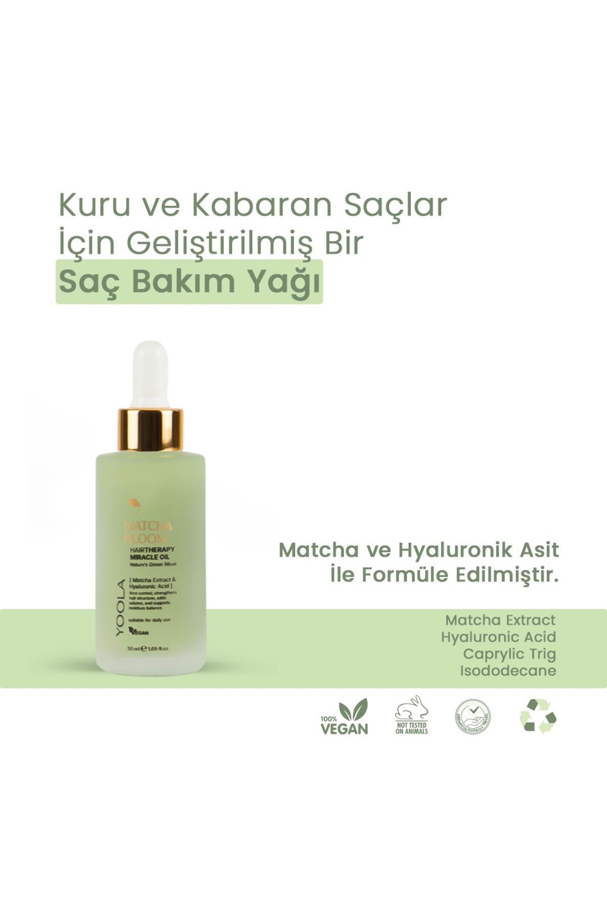 روغن معجزه آسای مو با عصاره ماچا، ترمیم کننده، مغذی و براق کننده - 50 میلی لیتر — YOOLA04 — تصویر 6 از 9