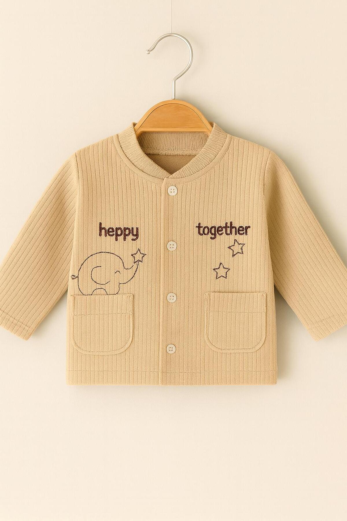 nevrankids Neşeli Bebeklerimiz Zürafa-fil Nakış 5 Parça Hastane Çıkış Seti fotoğrafı 3 (önizleme)