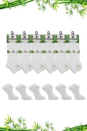 KARDEŞLER ÇORAP Erkek Bambu Patik Beyaz Çorap Dikişsiz 6'lı Paket