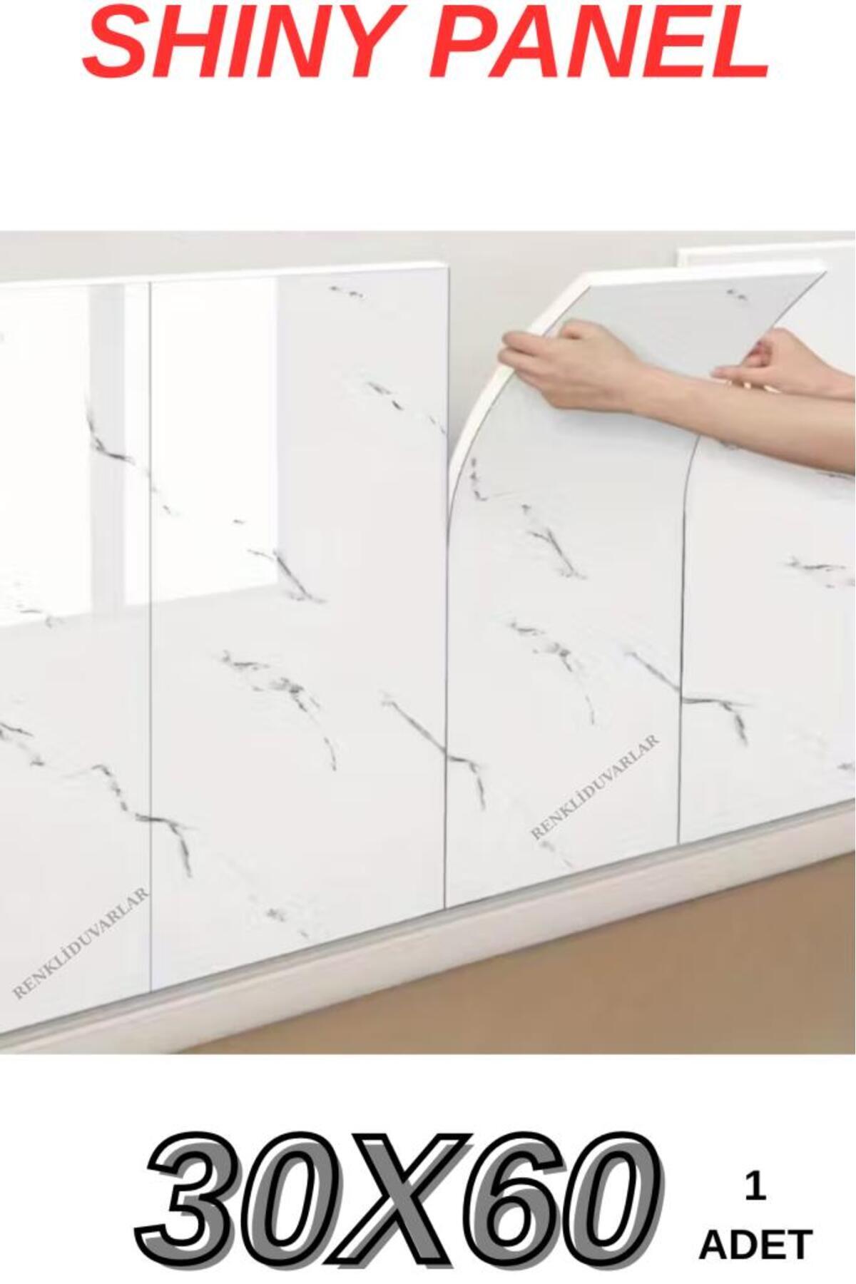 Renkli Duvarlar Shiny Beyaz Mermer Desenli 60x30cm Yapışkanlı Mutfak Banyo Kaplama Duvar Paneli Kağıdı CF-1035 - Fiyatı, Yorumları