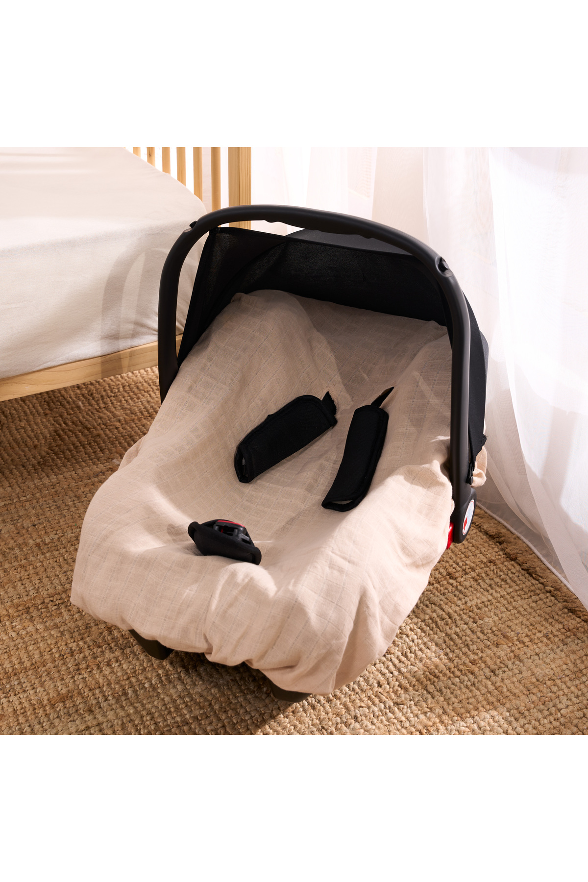 SALLHOMEE Sallhome Koala Desenli Krem Puset Takımı – Ponponlu Örtü ve Minder Seti fotoğrafı 2 (önizleme)