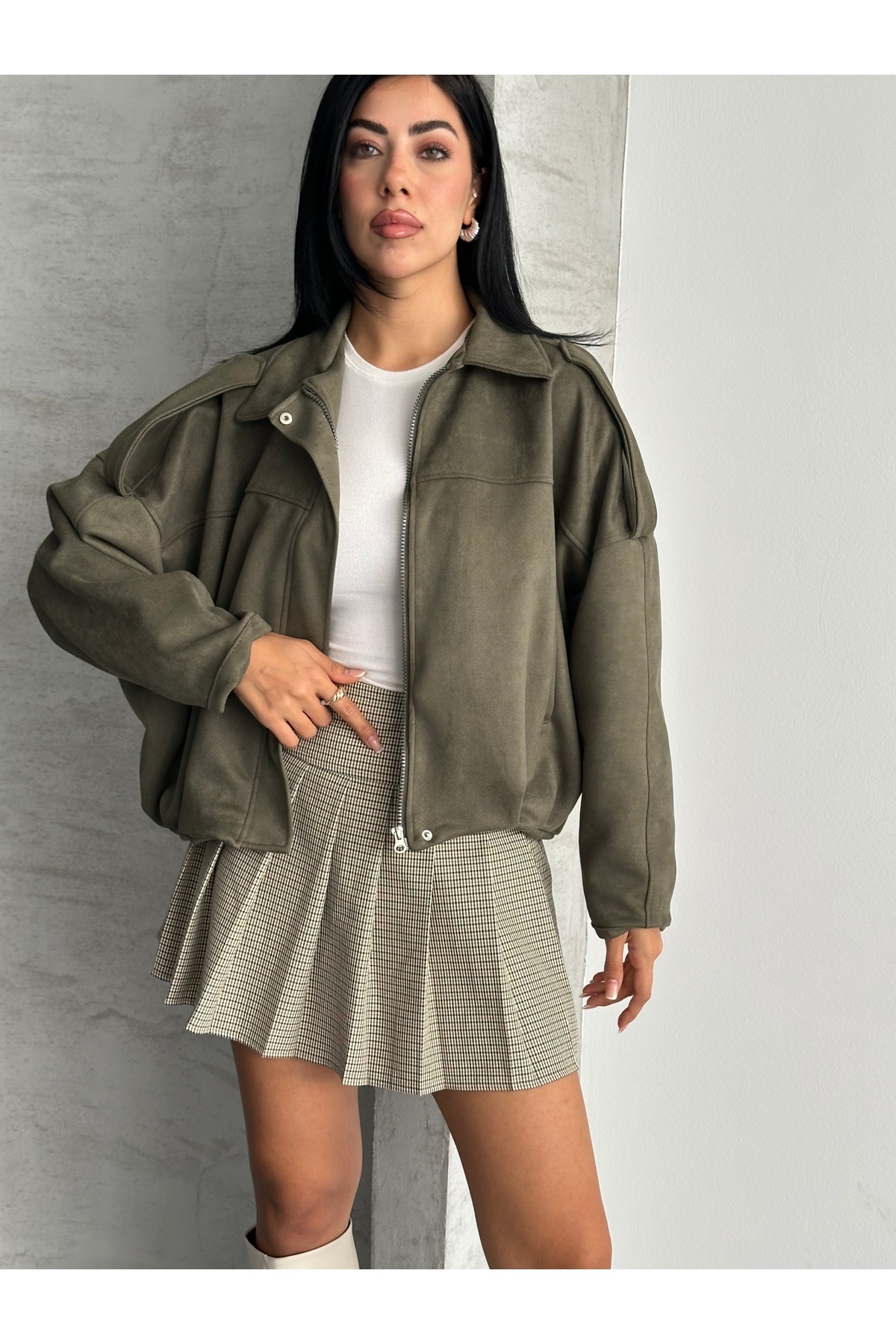 MEECY  Yeni Sezon Süet Oversize Ceket - Görsel 3