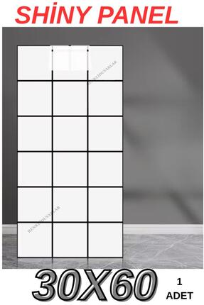 Renkli Duvarlar 60x30cm Shiny Siyah Çizgili Beyaz Kare Yapışkanlı Karavan Pre...