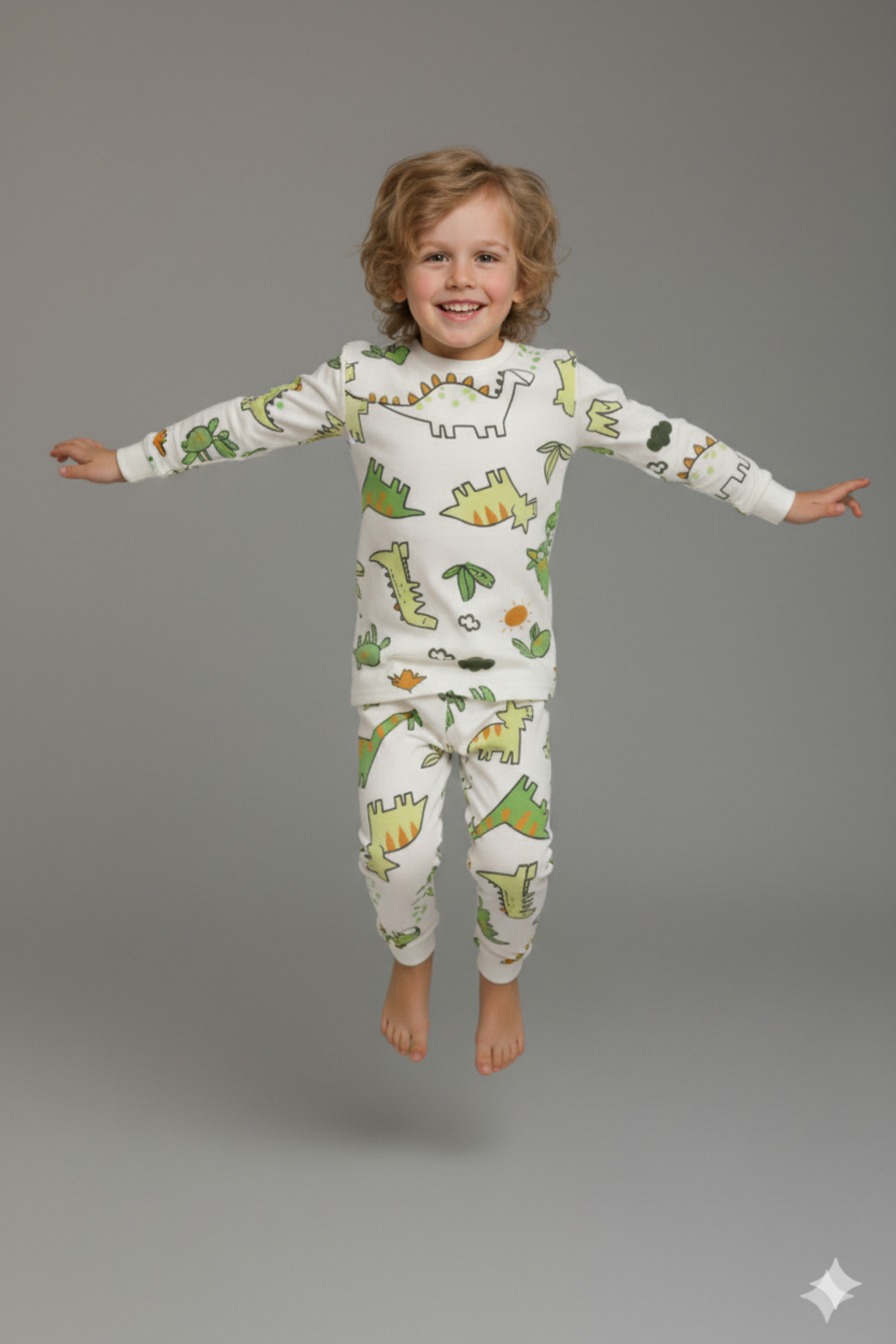 MADALİNA Erkek Çocuk %100 Pamuklu Dinazor Ağaç Desenli Pijama Takımı fotoğrafı 5 (önizleme)