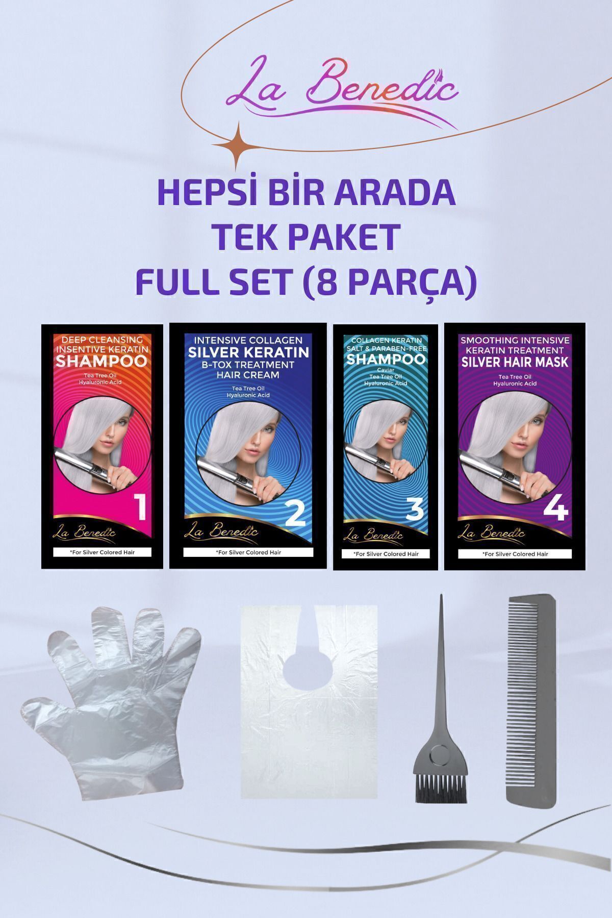 4 Aşamalı Silver Keratin Botox Hızlı Düzleştirici & Bakım Full Set (SİLVER-PLATIN SAÇLAR IÇİN) — 423016-T — تصویر 4 از 7