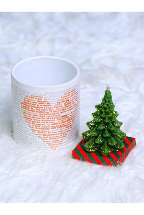 Paganca Seni Seviyorum Kupa Ve Çam Ağacı Mum