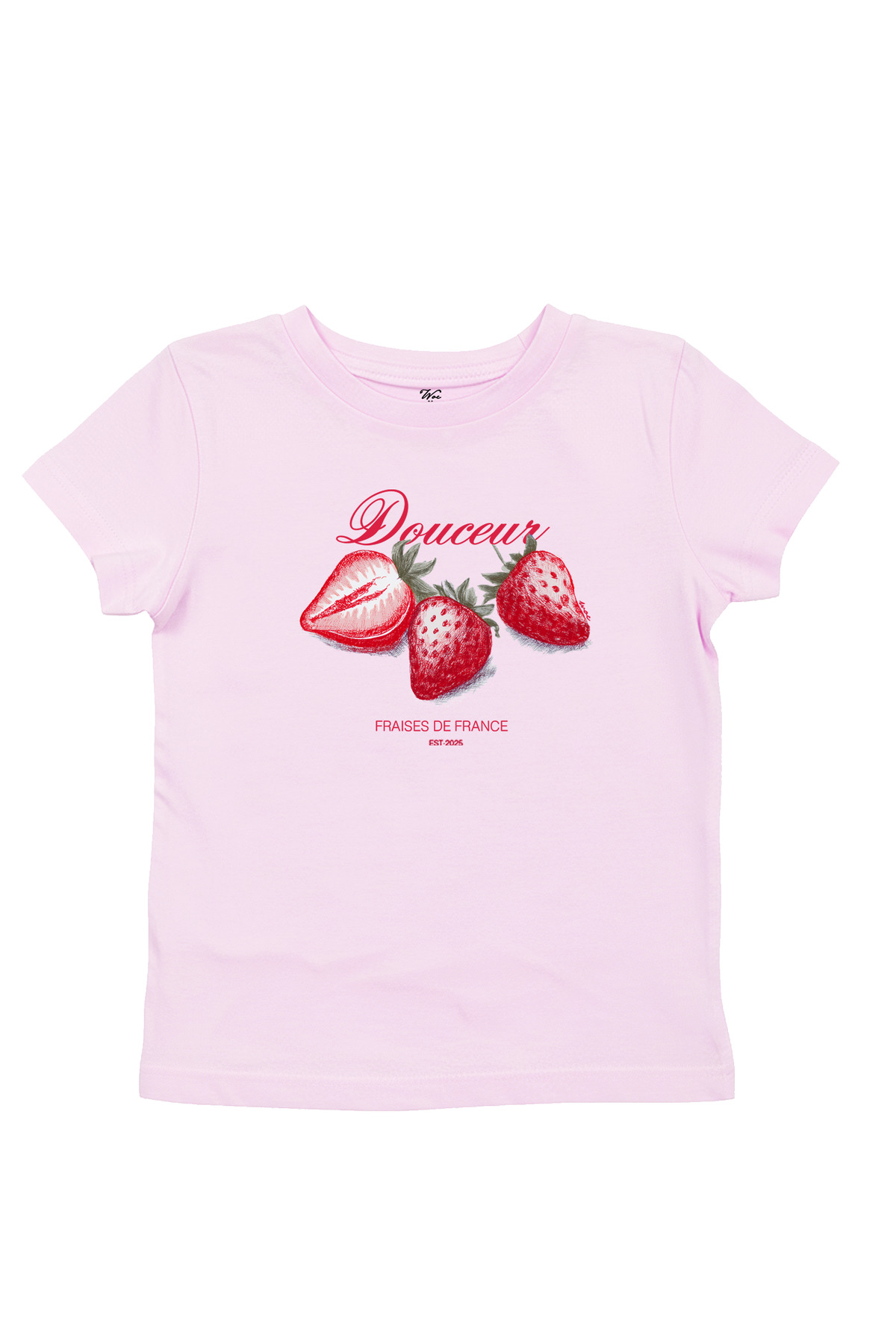 WHITE OF CREATIVE Kadın Strawberry Çilek Baskılı Baby Tee Crop Top