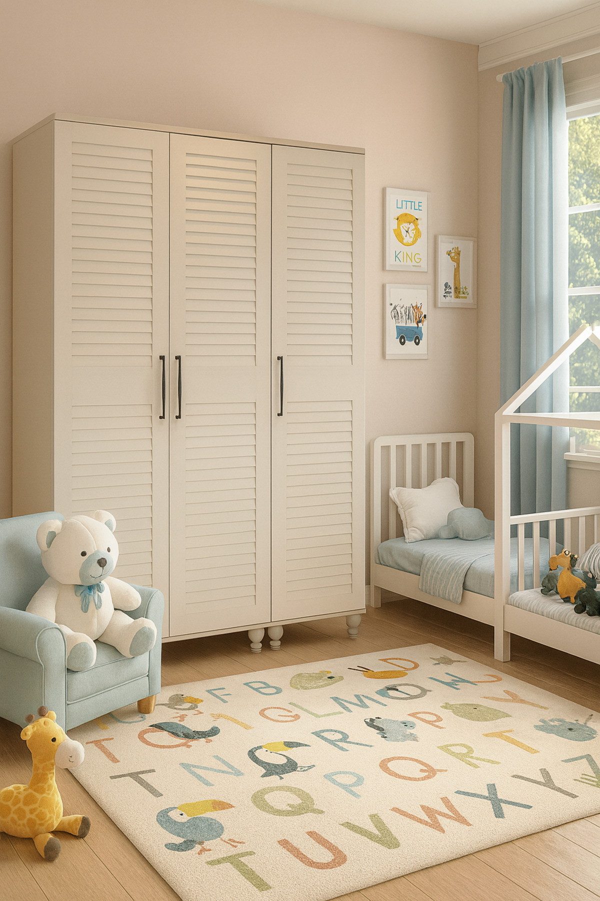 arionkids Pera 3 Kapaklı Çekmeceli Dolap | %100 MDF | REHAU Kapaklı | Çekmeceli | Ağaç Ayaklı | Panjur Kapaklı fotoğrafı 2 (önizleme)