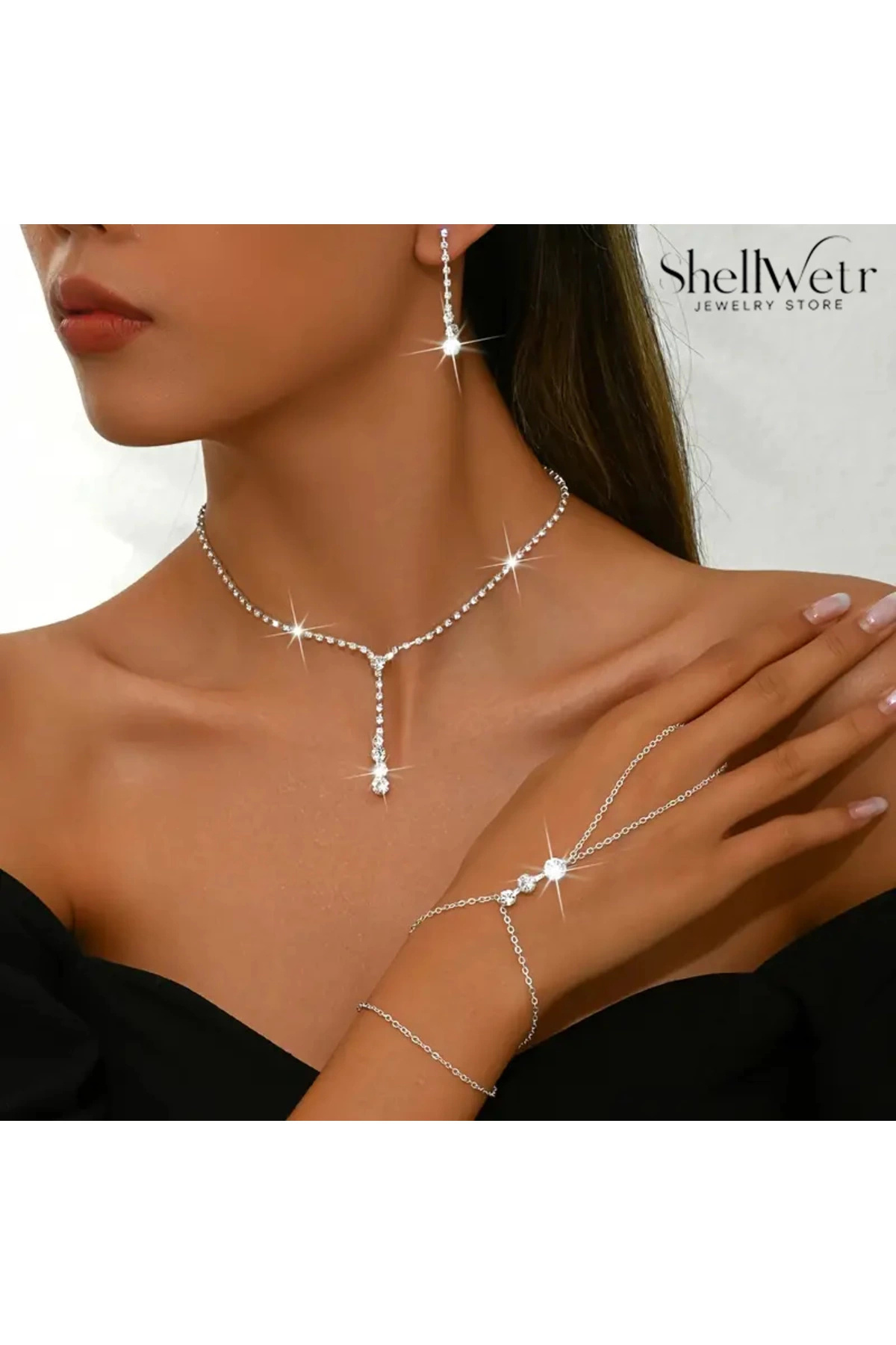 shellwetr Almyra 925 Ayar Kaplama Küpe Kolye Şahmeran Set