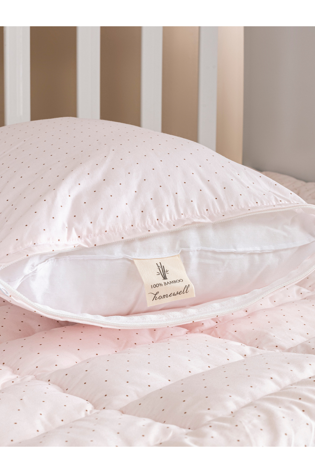 homewell %100 Saf Bambu Hipoalerjenik 0-6 Yaş Bebek Çocuk Uyku Seti Ayıcık Desen Pembe fotoğrafı 6 (önizleme)