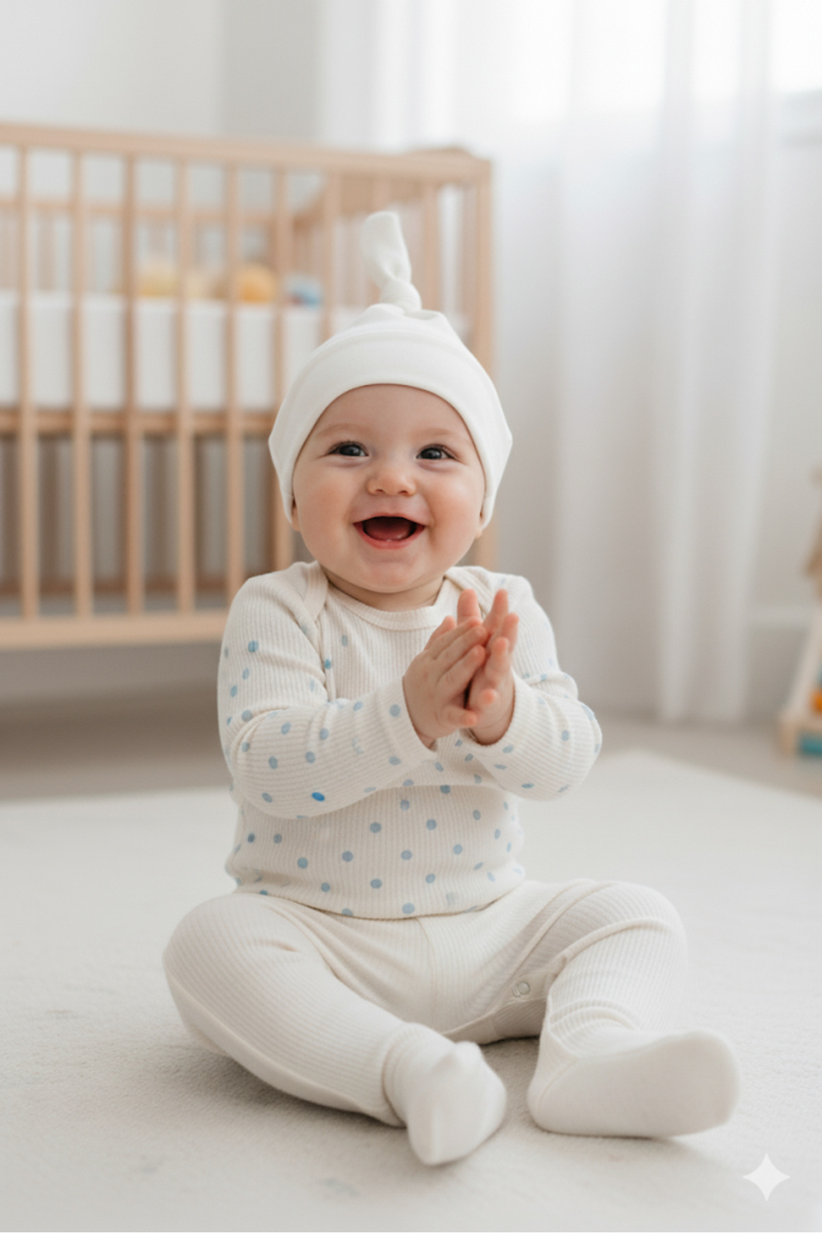 Babygiz Yenidoğan Kız Erkek Bebek %100 Pamuklu Penye Extra Yumuşak Hafif Terletmez Bere Beyaz fotoğrafı 3 (önizleme)