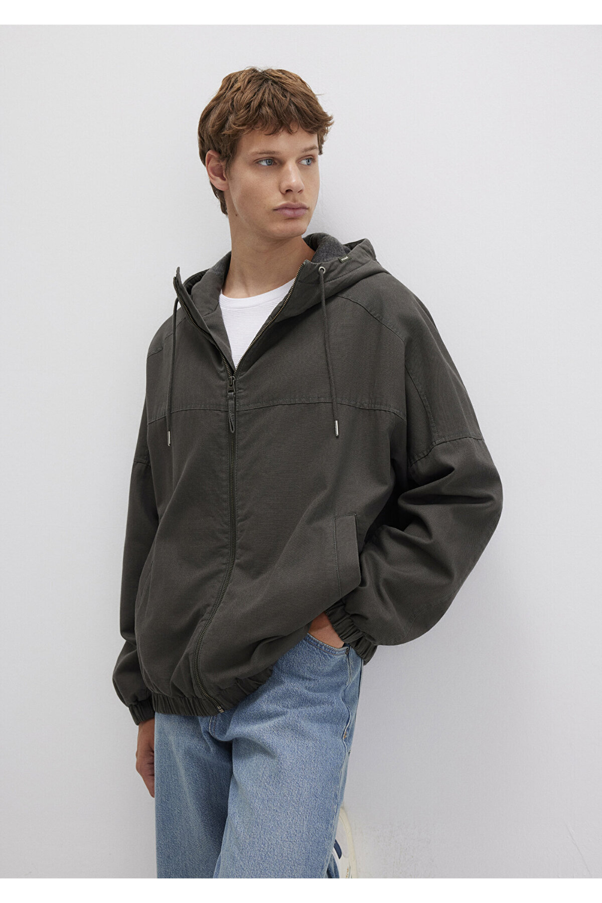 ماوی کاپشن خاکی کلاهدار Loose Fit / Loose Comfortable Cut 0110398-86764