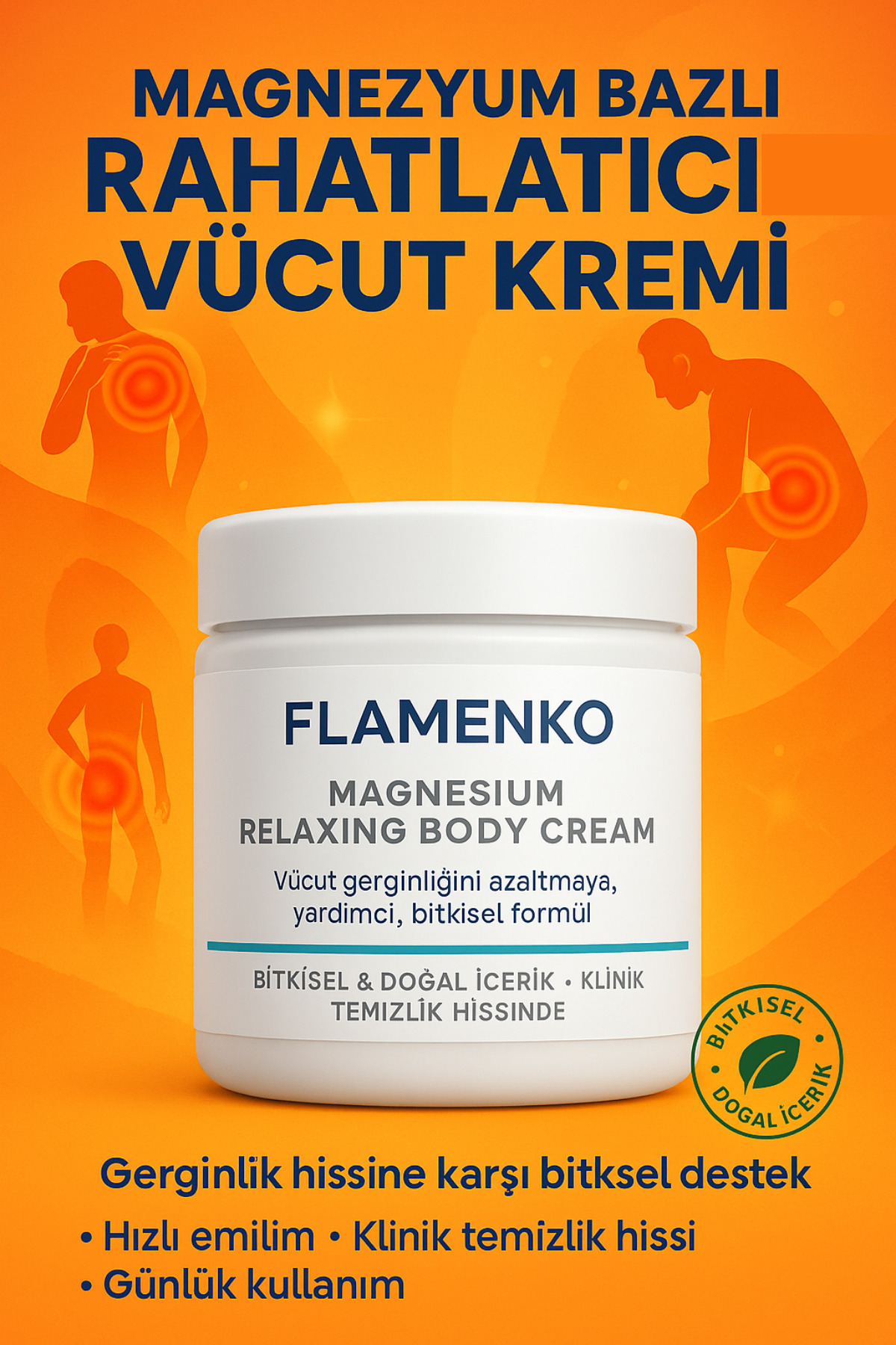 FLAMENKO Magnezyumlu Ağrı Hafifletici Krem %100 Doğal - Ayak Yanması,Sinir Ağrıları,Bel ve Boyun