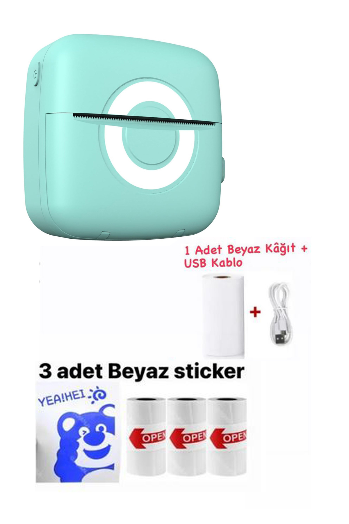 Schulzz Mini Cep Yazıcı Mavi, 3 Adet Beyaz Kağıt