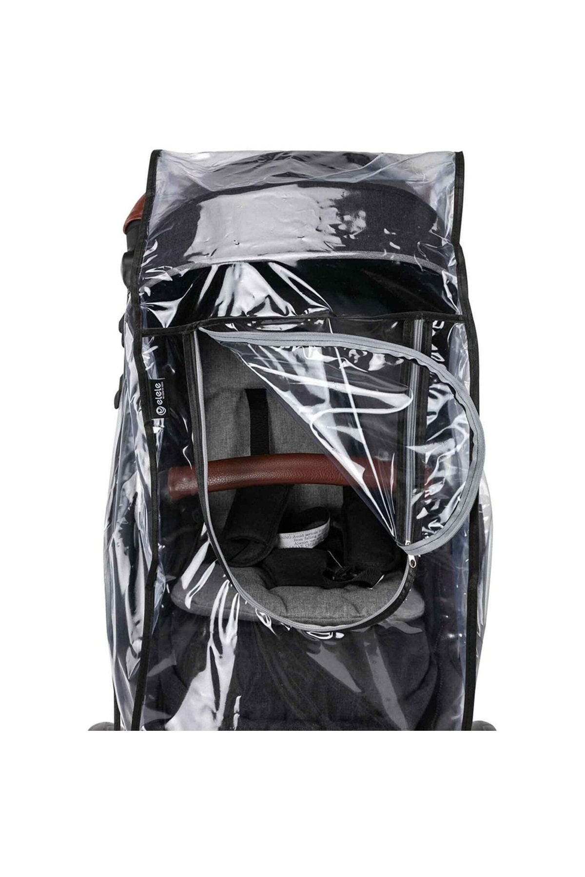 Malzek Fermuarlı Ultra Lüks Bebek Arabası Yağmurluğu Siyah fotoğrafı 2 (önizleme)