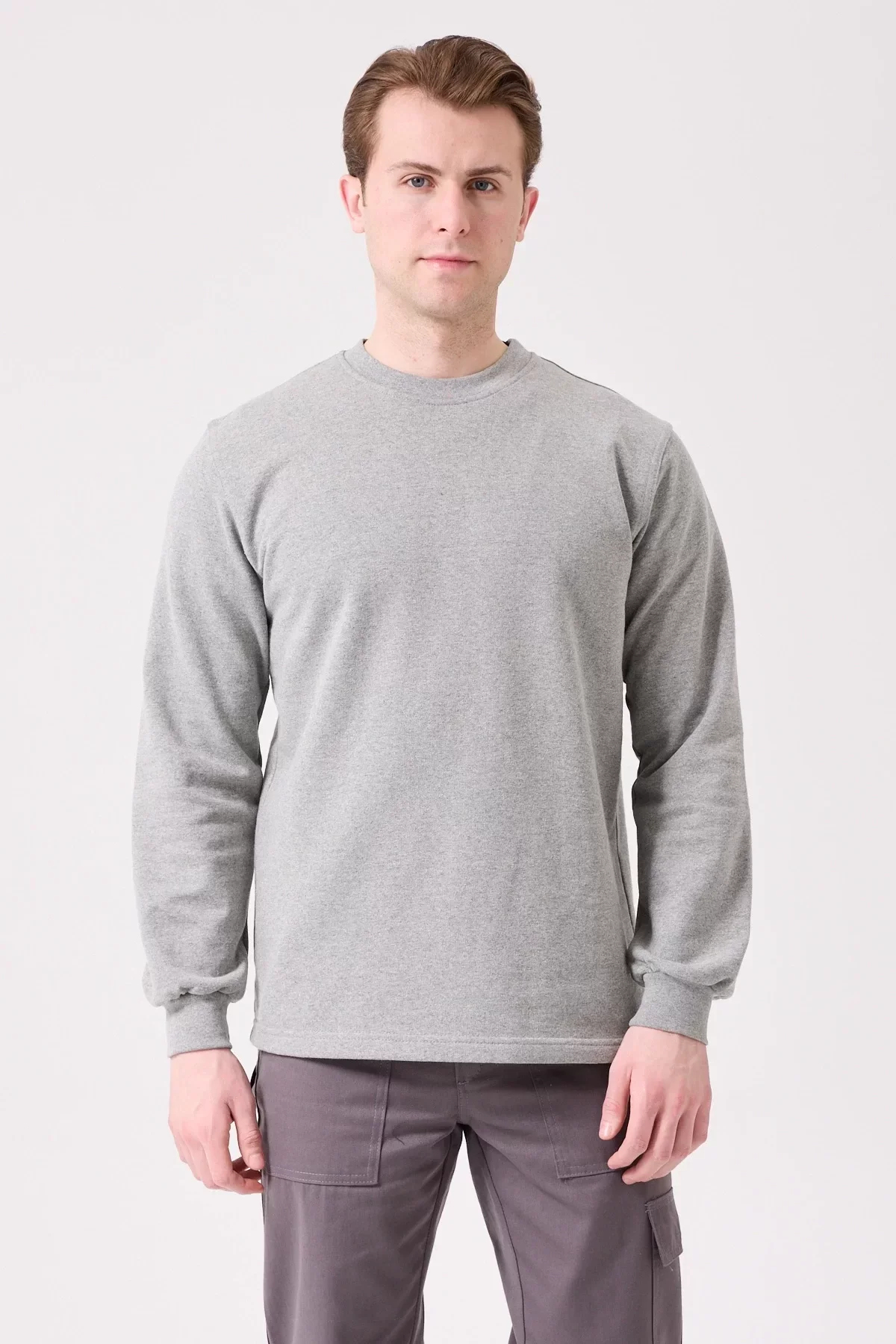 Erkek Pamuklu Sweatshirt Kışlık ISG Üniforması Herba Basic Rahat Kesim Günlük İş Kullanımı