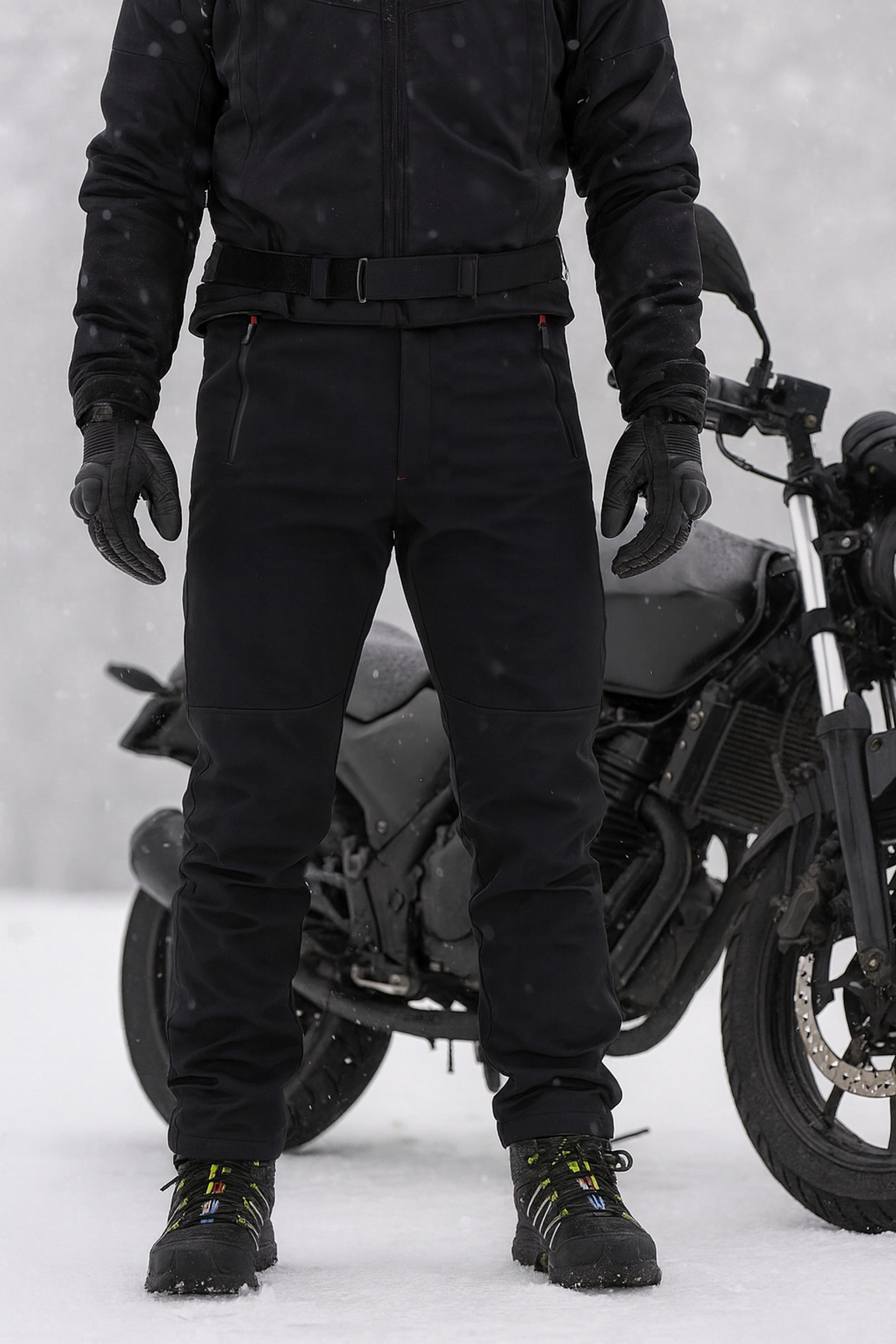 YSF Outdoor Erkek Su & Rüzgar Geçirmez Kışlık Kendinden Polarlı Softshell Outdoor Trekking Pantolon – Siyah