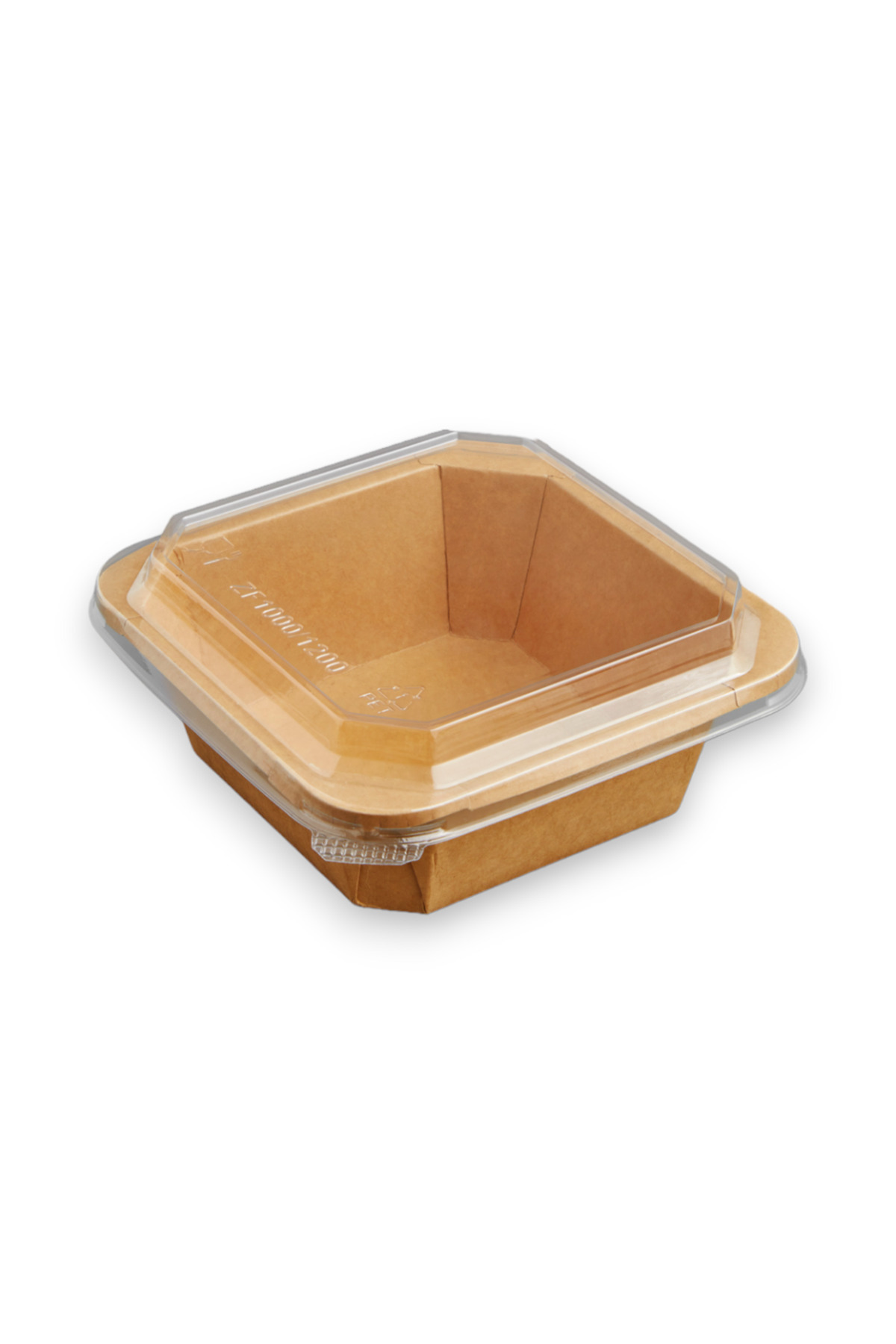 alenked 750 CC Kraft Karton Organik Kare Salata Kasesi Kapaklı Bowl 10 Adet