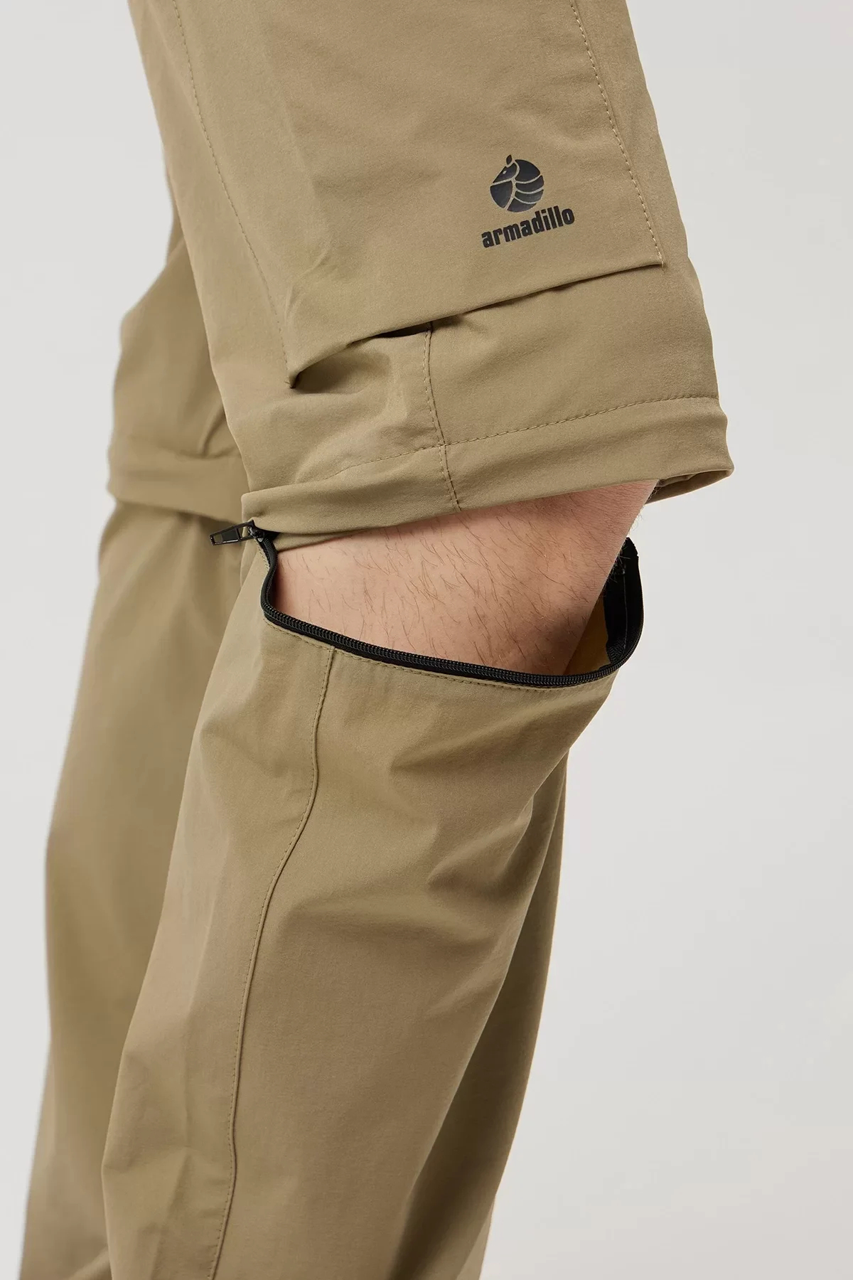 Erkek Düz Kaki Rüzgar Geçirmez Trekking Pantolonu Erciyes Outdoor Pantolon Dönüştürülebilir