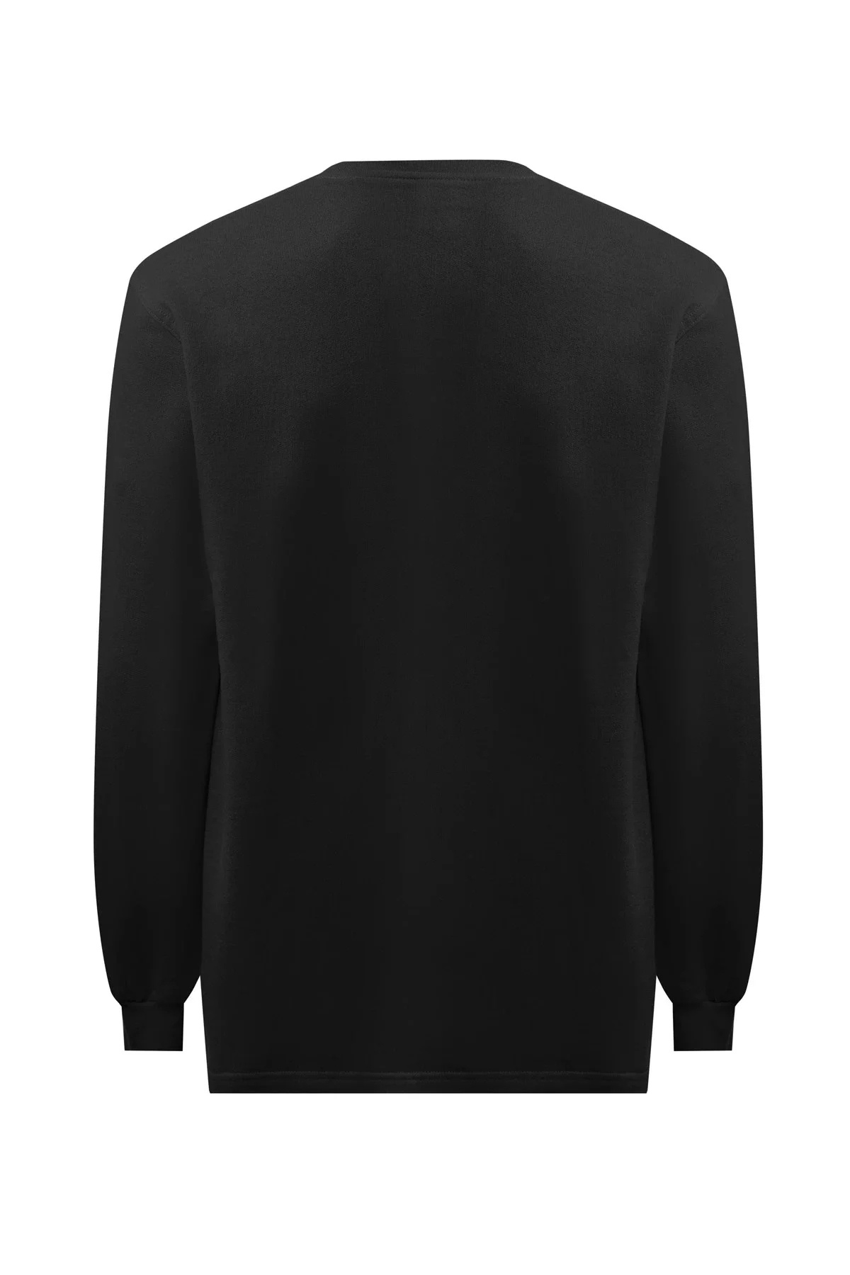 Erkek Siyah O Yaka Sweatshirt Basic Tasarım Rahat Kesim Konforlu Kışlık Üç İplik