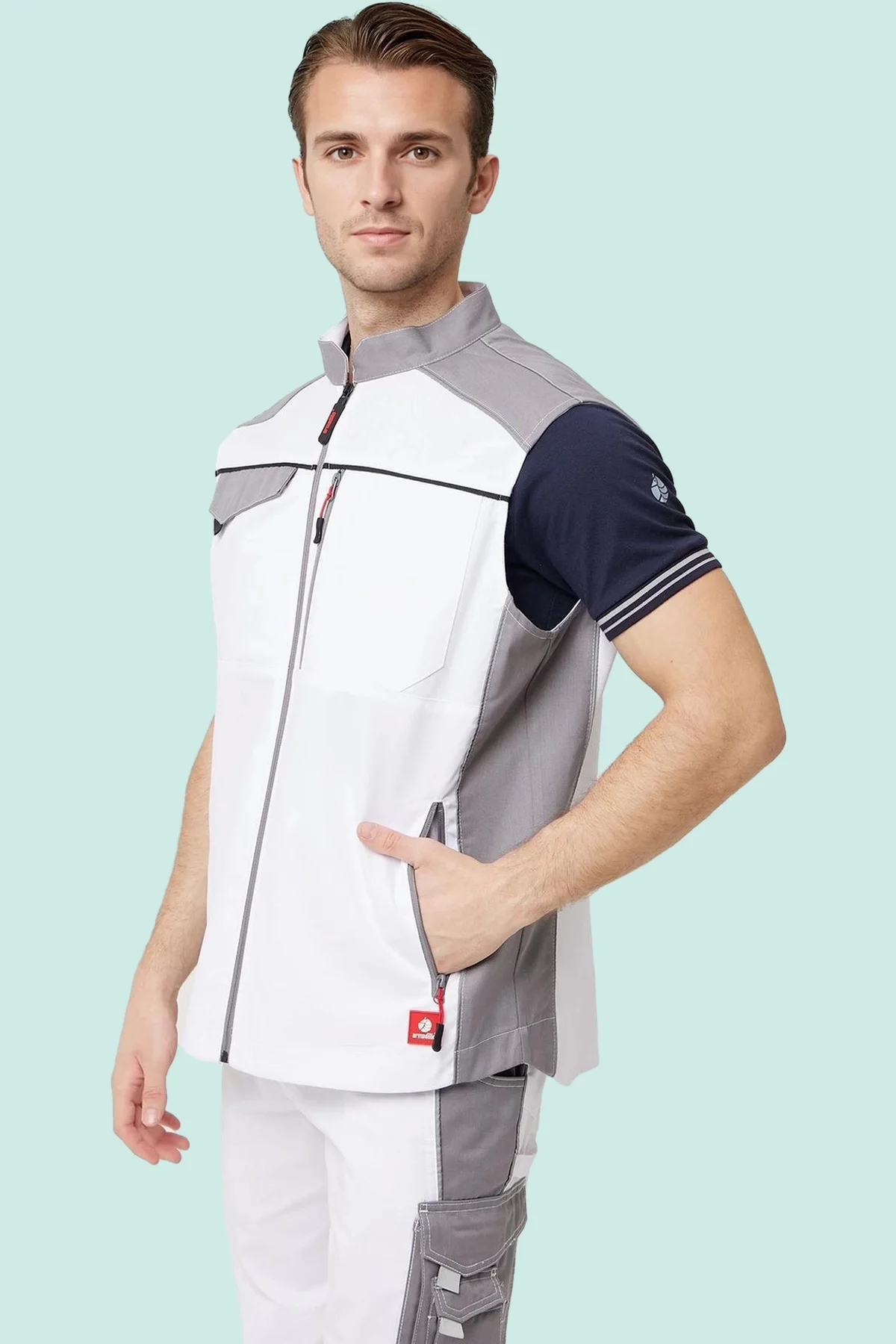 Yazlık İş Yeleği Polyester Gabardin Allium Outdoor Yelek Hafif Nefes Alabilir Fonksiyonel Cepli