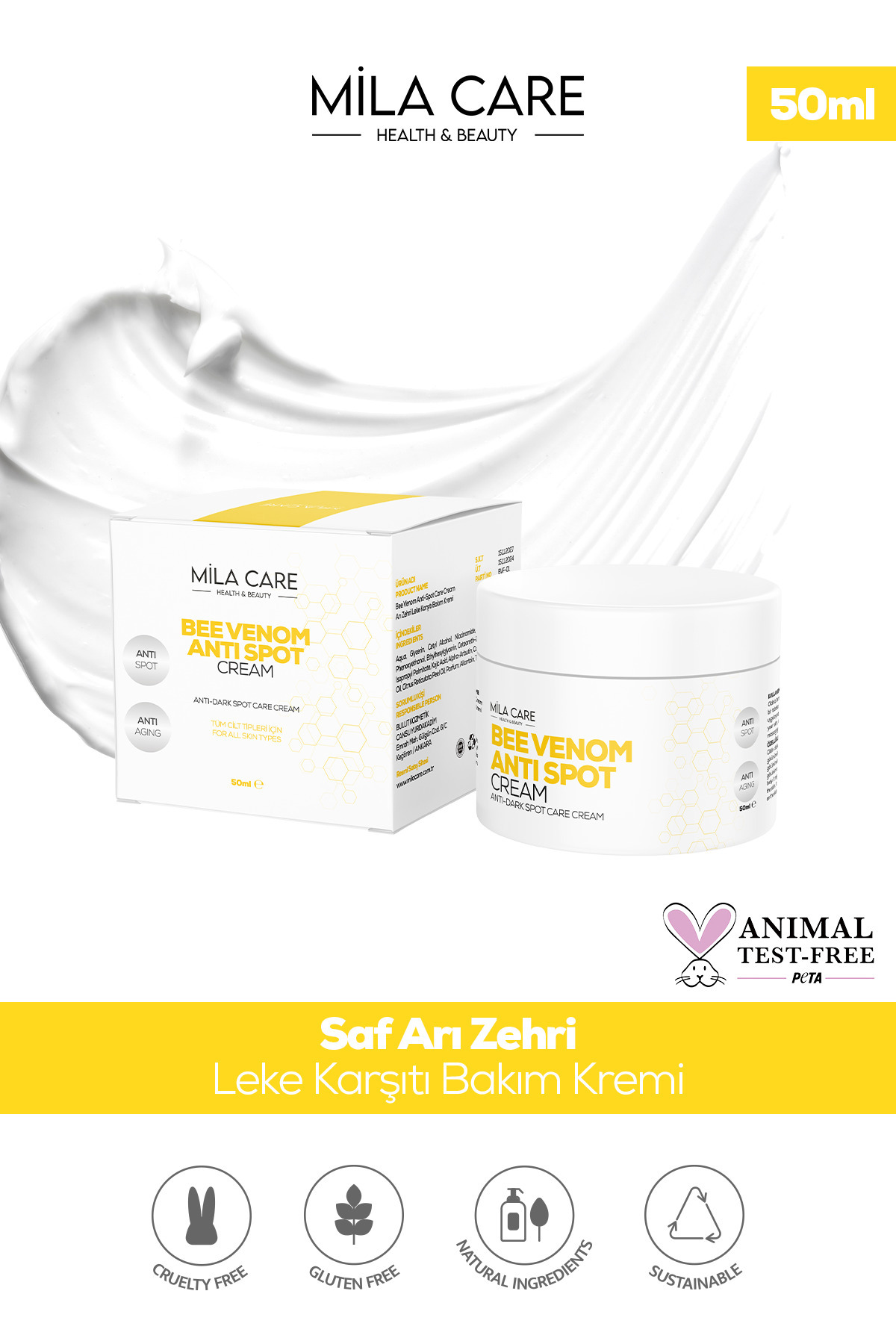 Mila Care Health&Beauty Leke Karşıtı ve Cilt Tonu Eşitleyici Arı Zehri Kremi 50ml