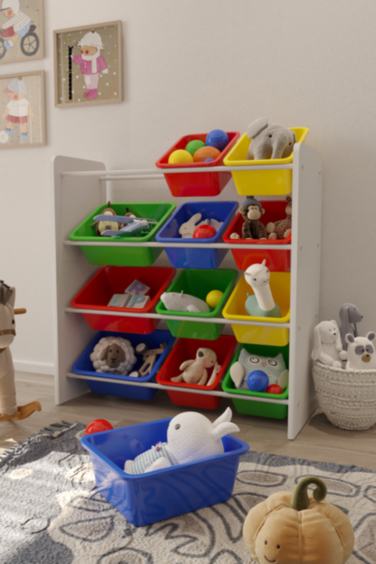 Flinder 12 Sepetli Çok Amaçlı Oyuncak Dolabı Montessori Dolap fotoğrafı 4 (önizleme)