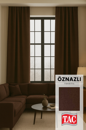 Taç Doğal Doku Keten Görünümlü Fon Perde – Ekstraforlu Büzgülü, Zengin Renk K...