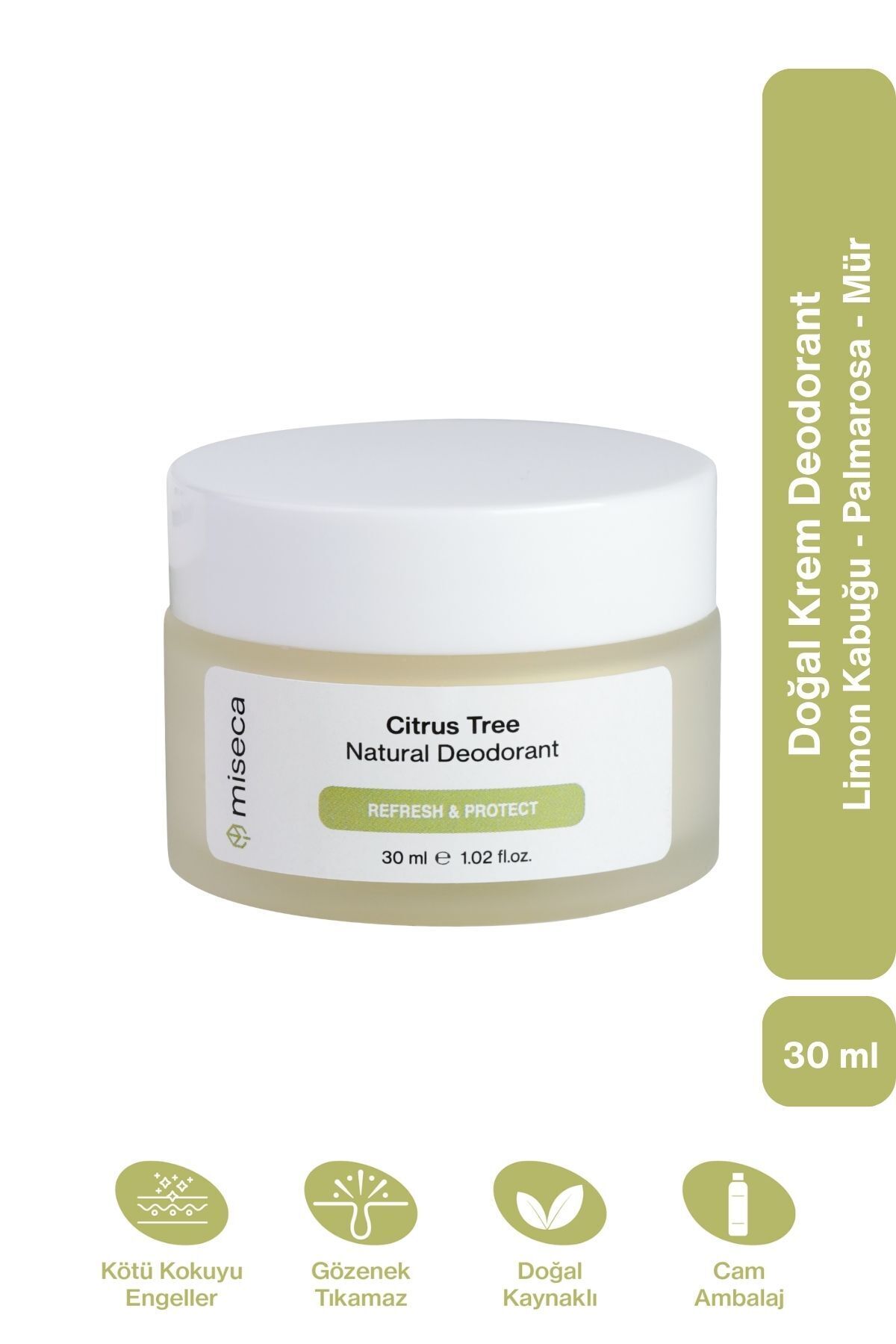 miseca Citrus Tree Doğal Krem Deodorant 30 ml | Limon Portakal Mür
