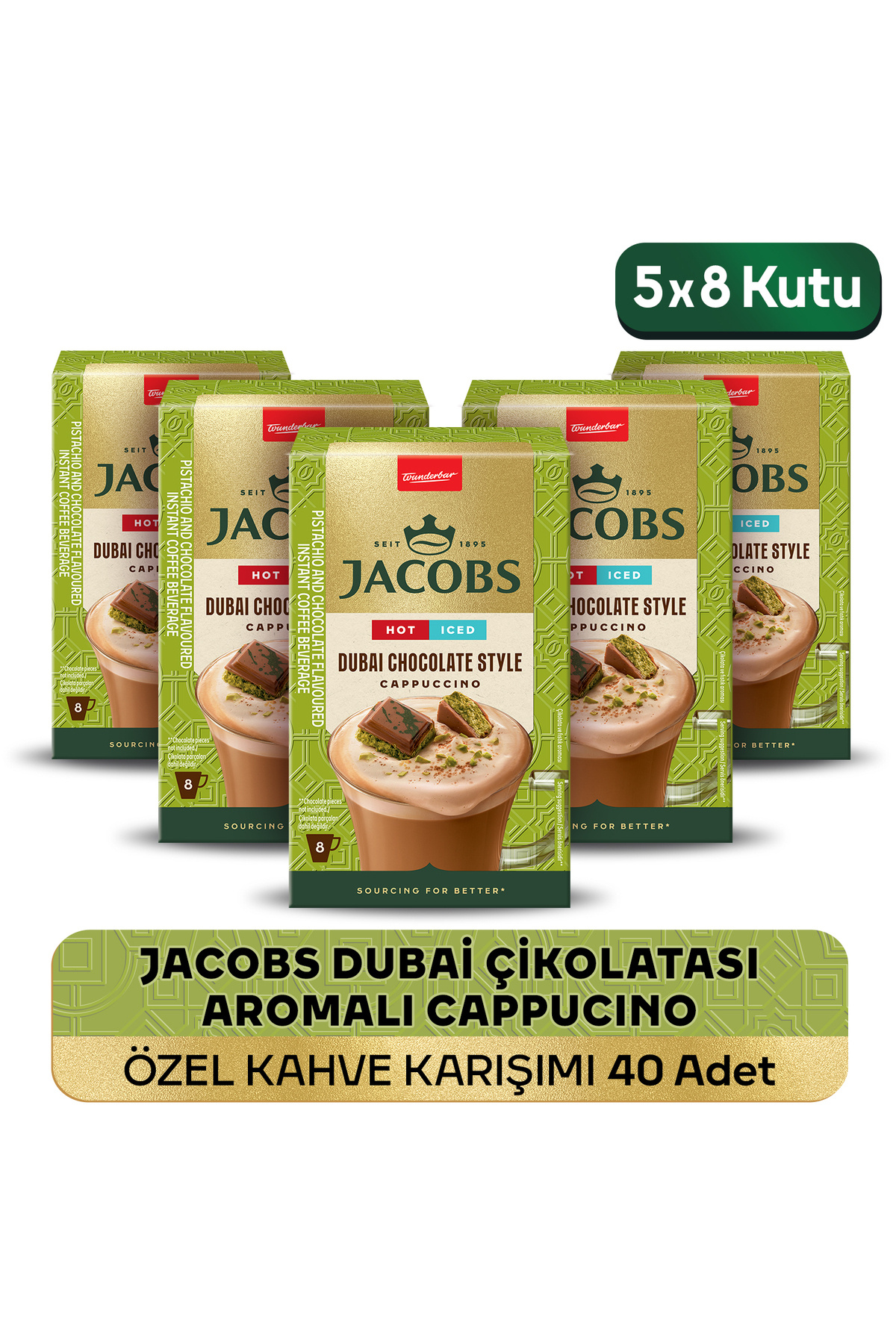 Jacobs Dubai Çikolatası Aromalı Cappucino Özel Kahve Karışımı 8 x 19,5gr 5'li Paket
