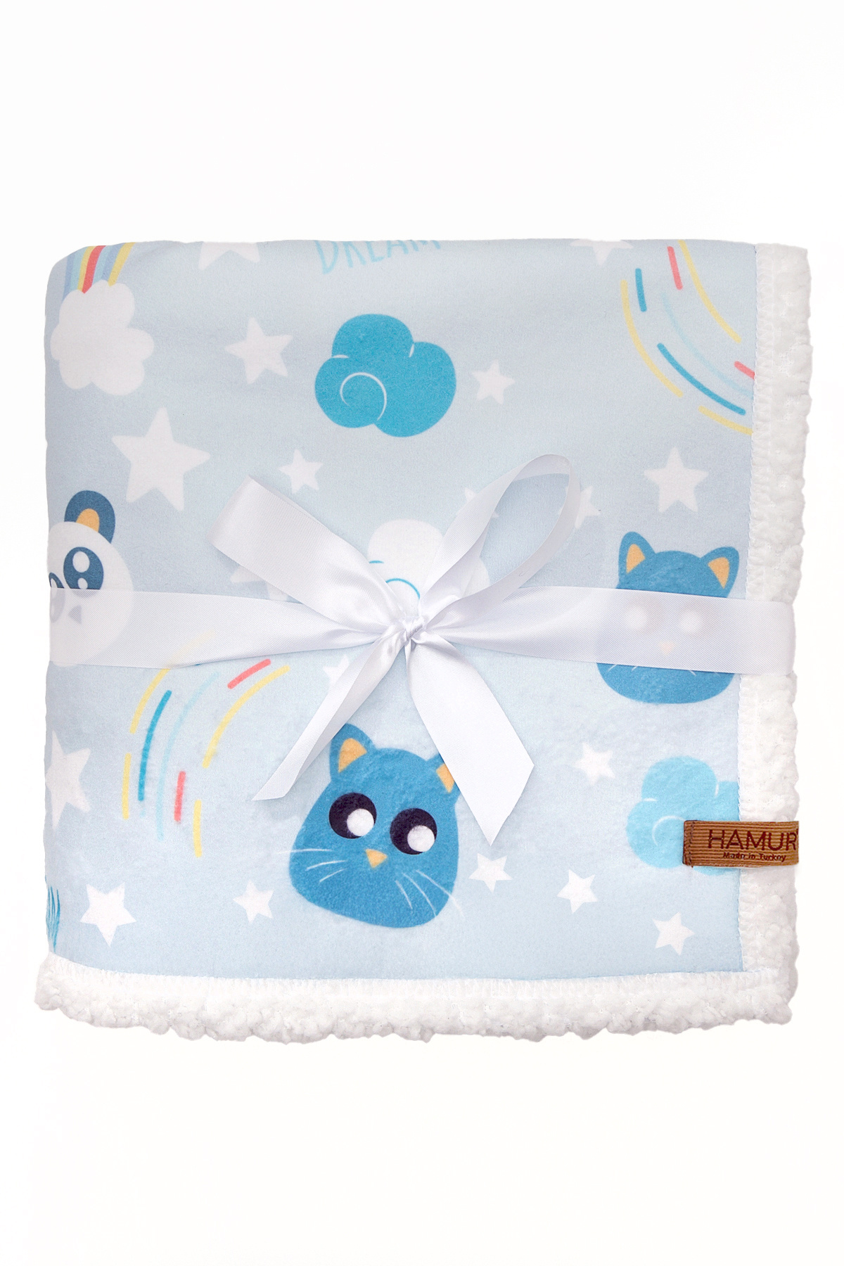 HAMUR Fluffy Bebek Battaniyesi 80x100 CmDream Kundak Puset Çift Taraflı Koyun Tüyü Battaniye 100x80 fotoğrafı 2 (önizleme)