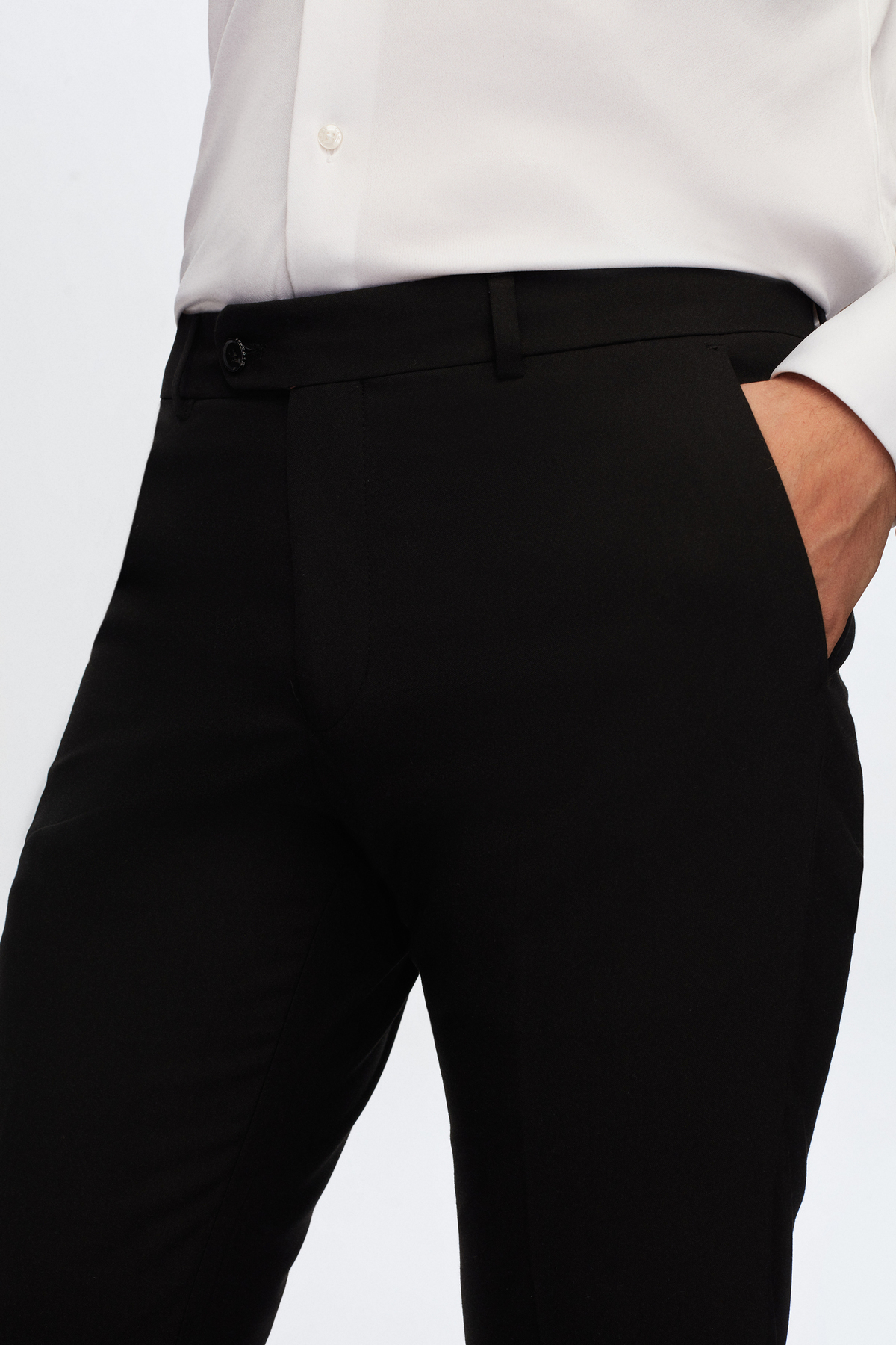 D'S Damat  Ds Damat Slim Fit Siyah Düz Likralı Esnek Mono Yaka Çift Yırtmaçlı Astarlı Takim Elbise - Görsel 4