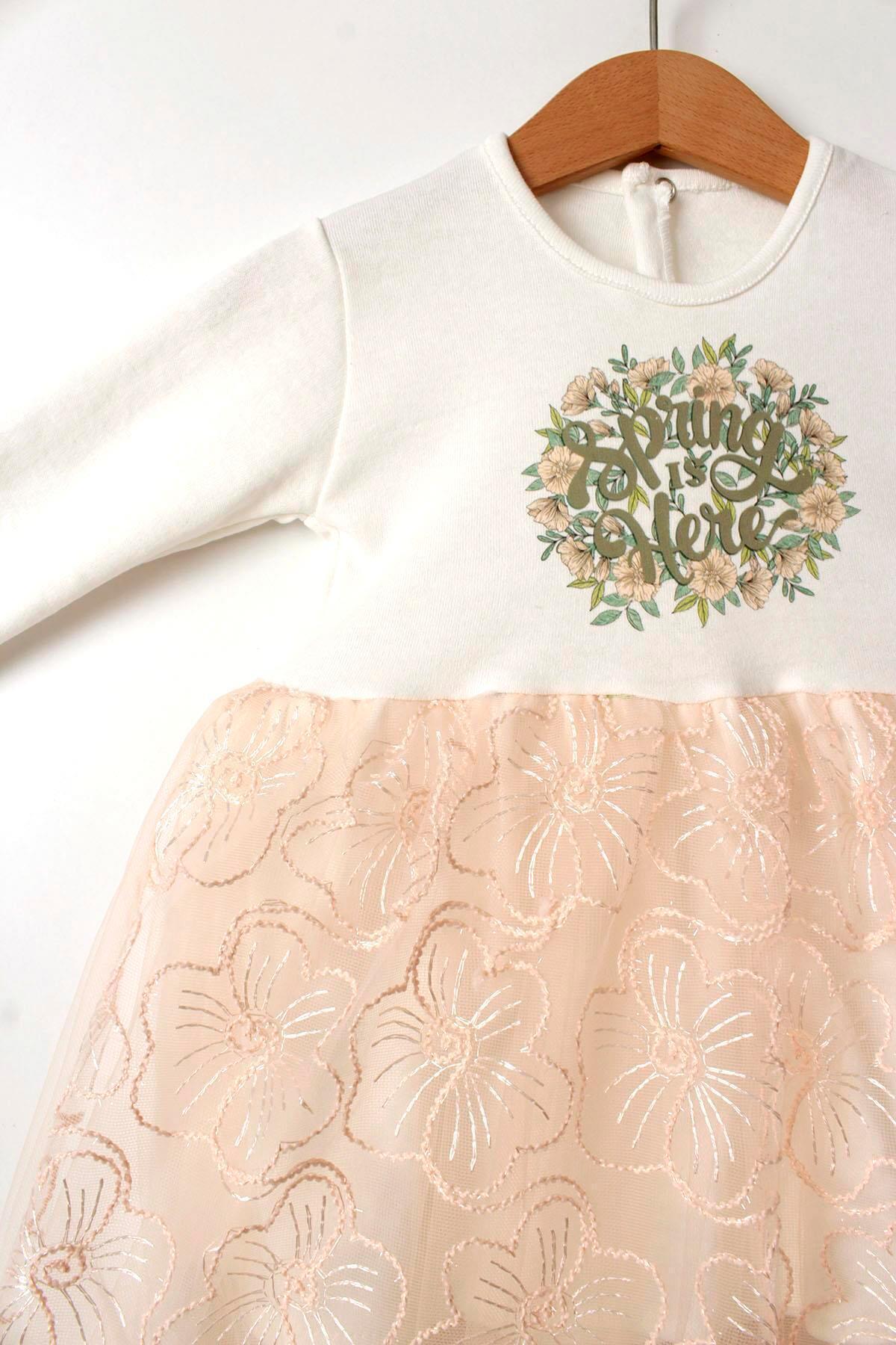 Çocuksan Baby&Kids Wear Bandanalı Spring Baskılı Kız Bebek Doğum Günü Düğün Mevlütlük Tüllü Elbise fotoğrafı 4 (önizleme)