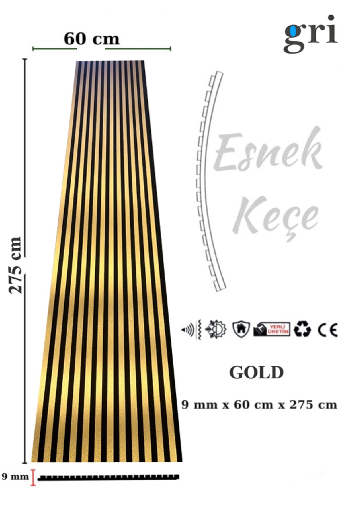 ヤドリギno.125 GRİDEKOR GOLD AHŞAP AKUSTİK LAMBİRİ PANEL 60X275 9MM - Fiyatı