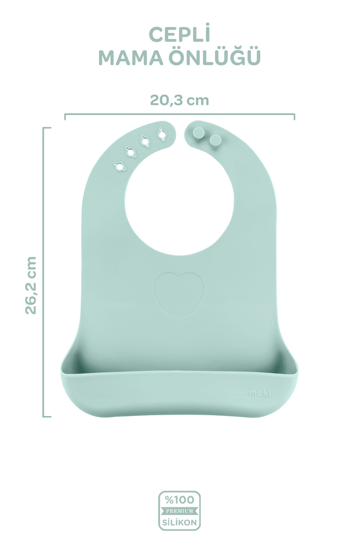 Moki Silikon Beslenme Seti 3'lü Spring Yeşil / Mama Tabağı, Mama Önlüğü, Bandırma Kaşığı fotoğrafı 4 (önizleme)