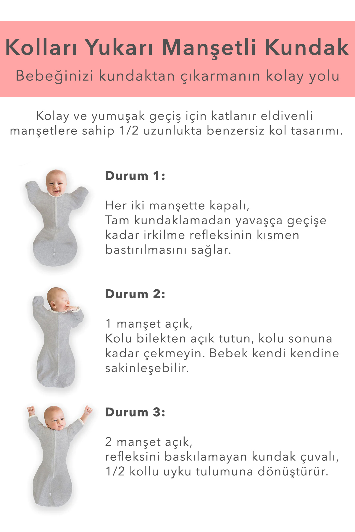 Le Touche Bebek Kundak Yenidoğan Kendini Yatıştıran Uyku Tulumu Erkek Kız Bebek Kundak 3' lü Set 4 Mevsim fotoğrafı 5 (önizleme)