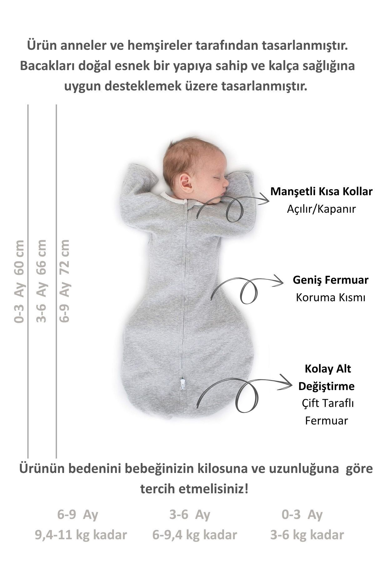 Le Touche Bebek Kundak Yenidoğan Kendini Yatıştıran Uyku Tulumu Erkek Kız Bebek Kundak 3' lü Set 4 Mevsim fotoğrafı 7 (önizleme)