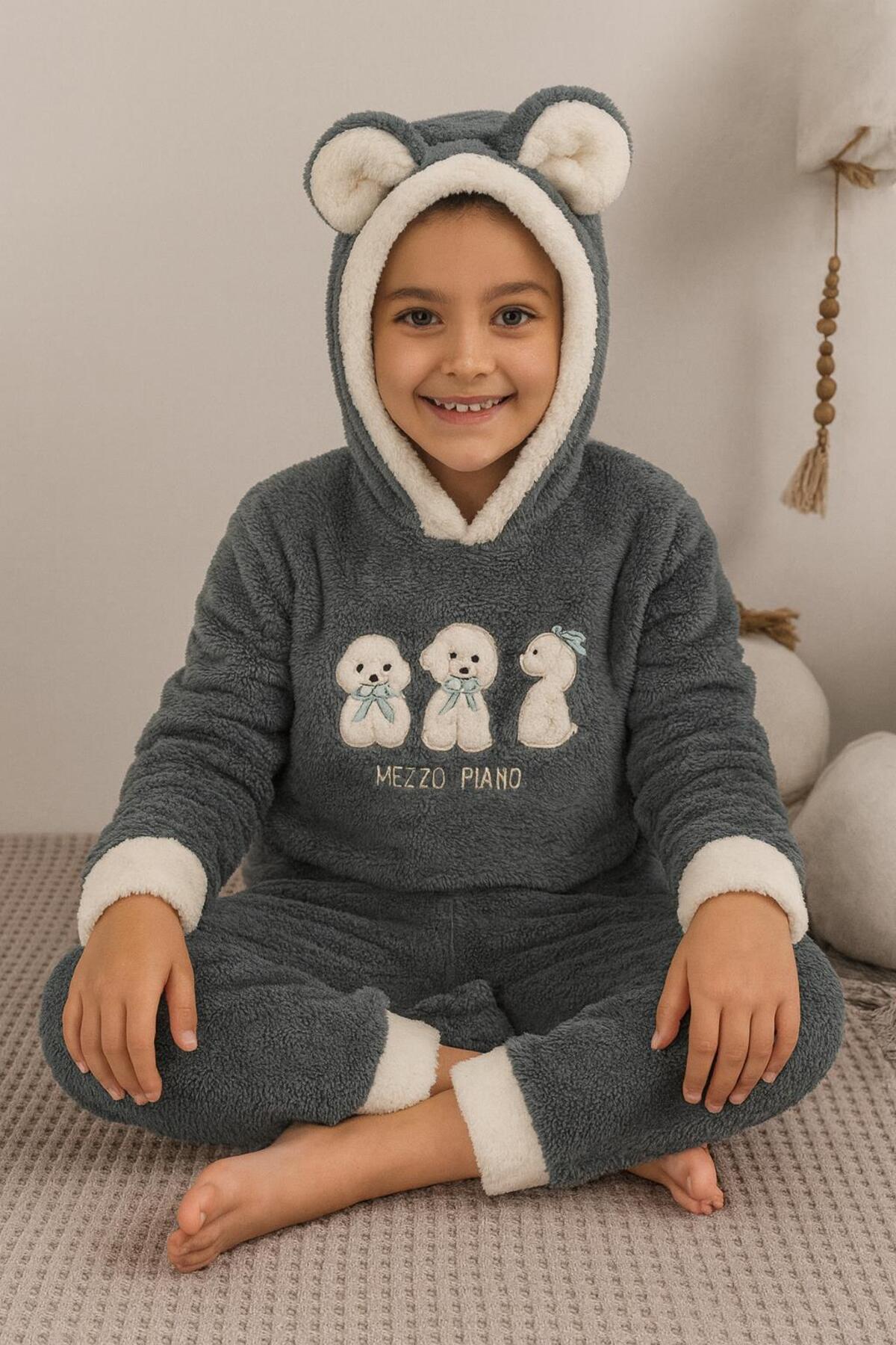 RAPAPA Kız Çocuk Polar Welsoft Pijama Takımı – Soğuk Günler İçin Sıcak Tutucu Yumuşak Kumaş 42583 Yeşil fotoğrafı 5 (önizleme)