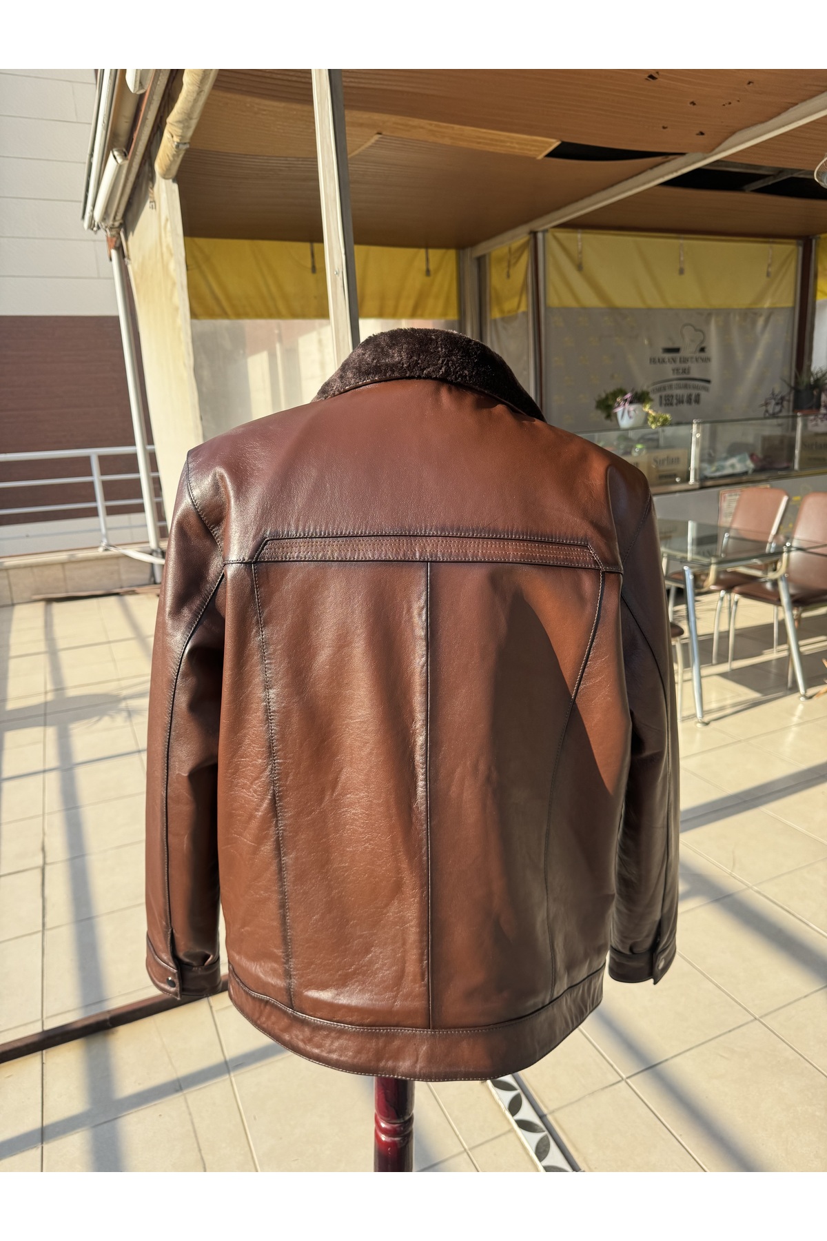 Şahan Deri Denizli  Robert Kremit Erkek Kürklü Hakiki Deri Mont - Görsel 6