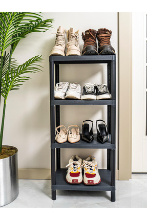 Minty Life 4 Katlı Ayakkabılık Olimpik (Siyah)